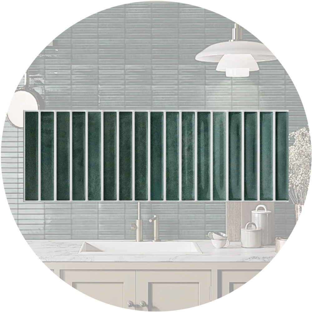 Striatura Finger Subway Tile - Dark Green - Gallery Image