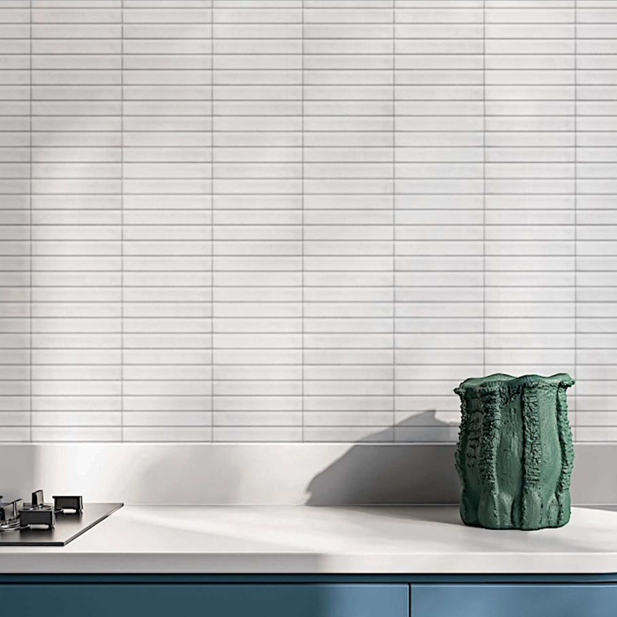 Striatura Finger Subway Tile - Satin White - Gallery Image