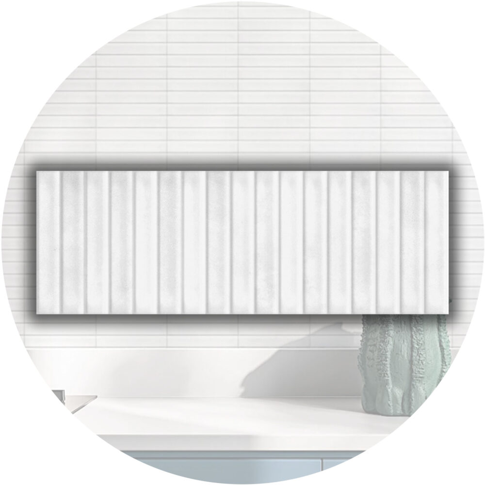 Striatura Finger Subway Tile - Satin White - Gallery Image