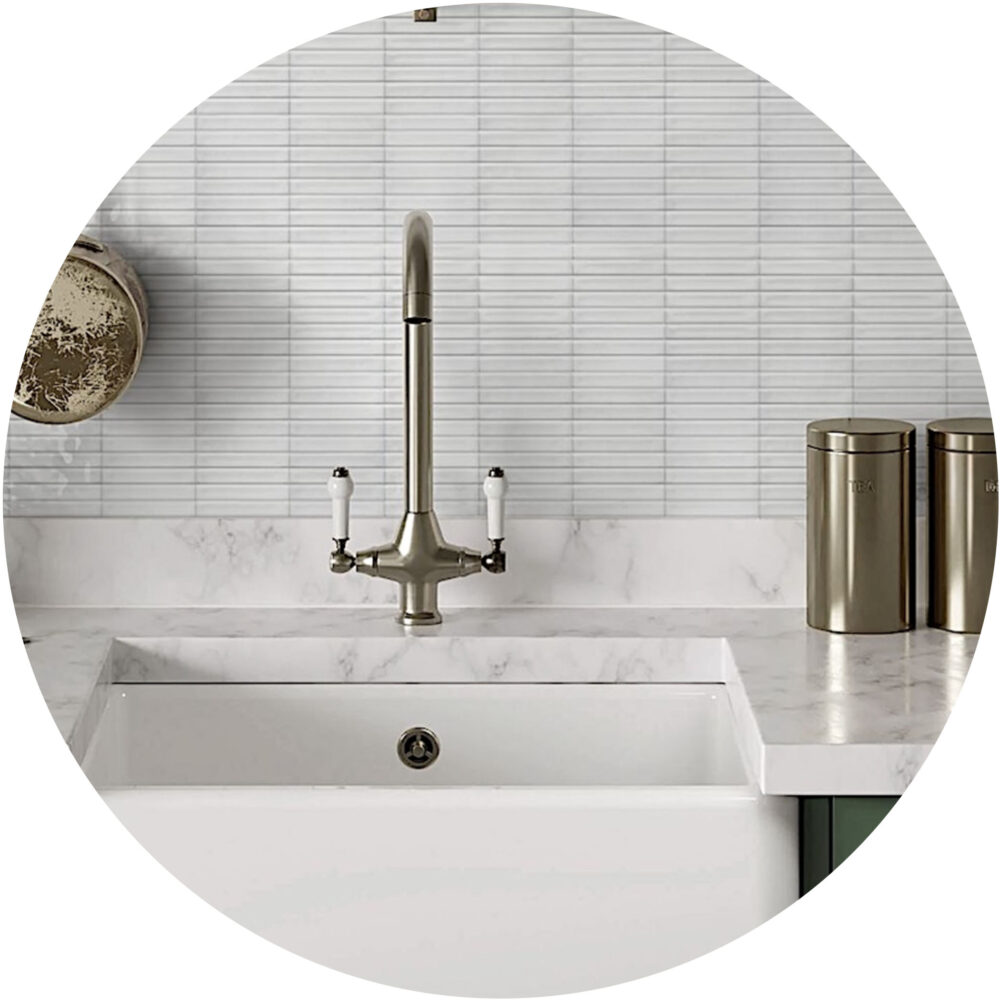 Striatura Finger Subway Tile - Gloss White - Product Image