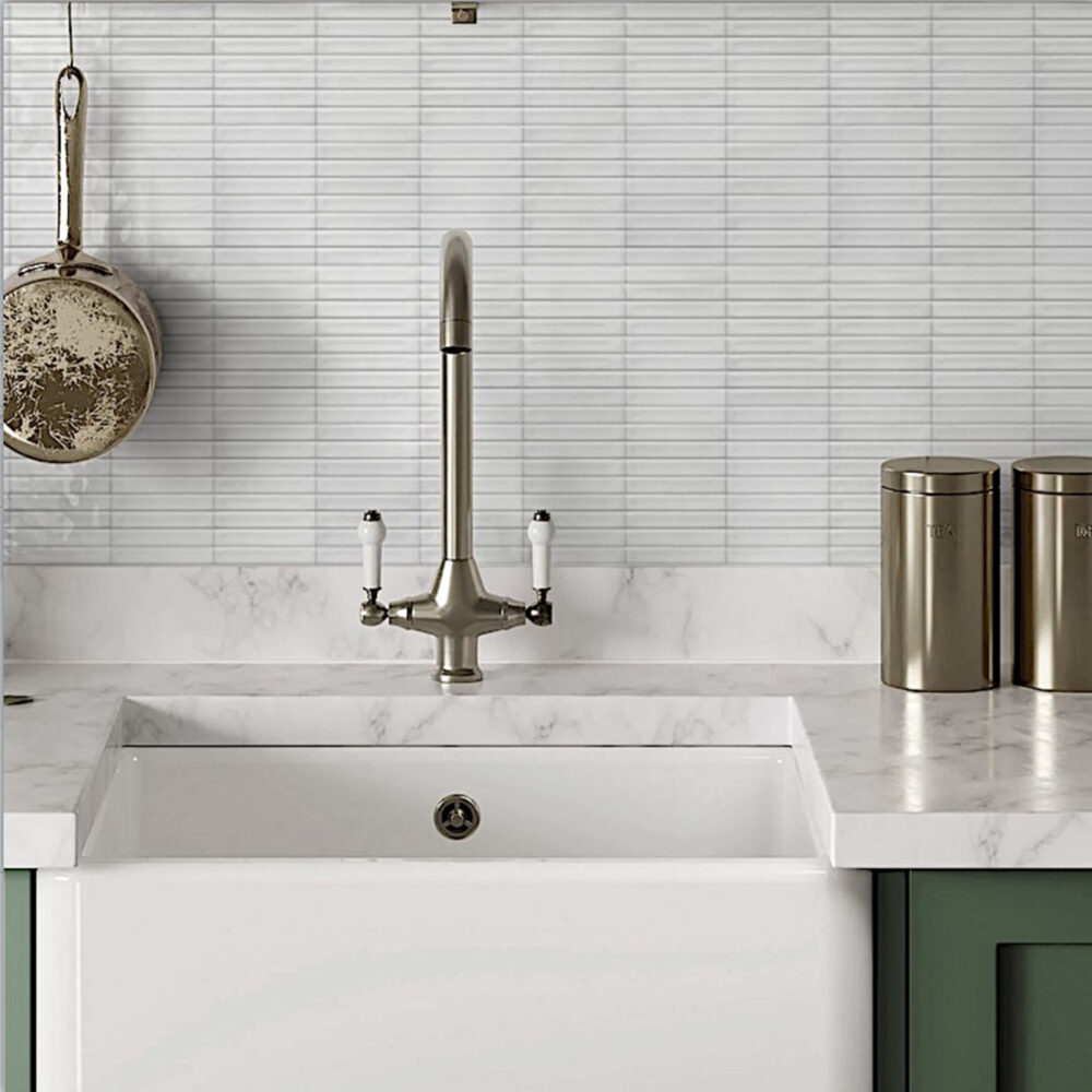Striatura Finger Subway Tile - Gloss White - Gallery Image