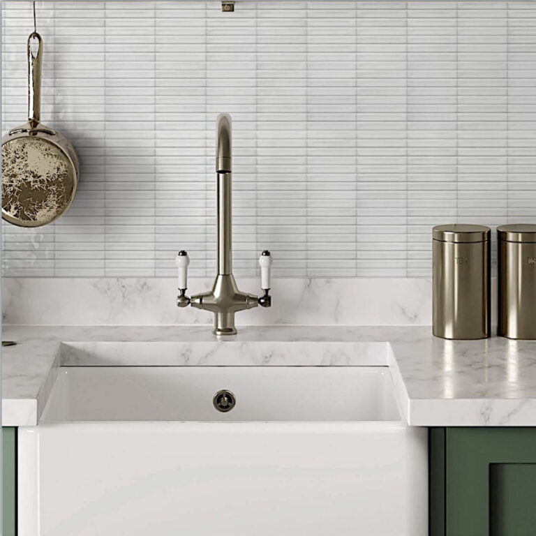Striatura Finger Subway Tile - Gloss White