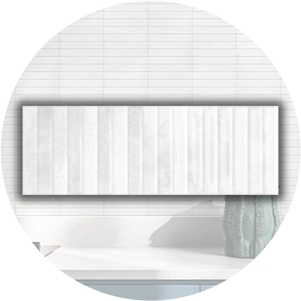 Striatura Finger Subway Tile - Gloss White - Gallery Image