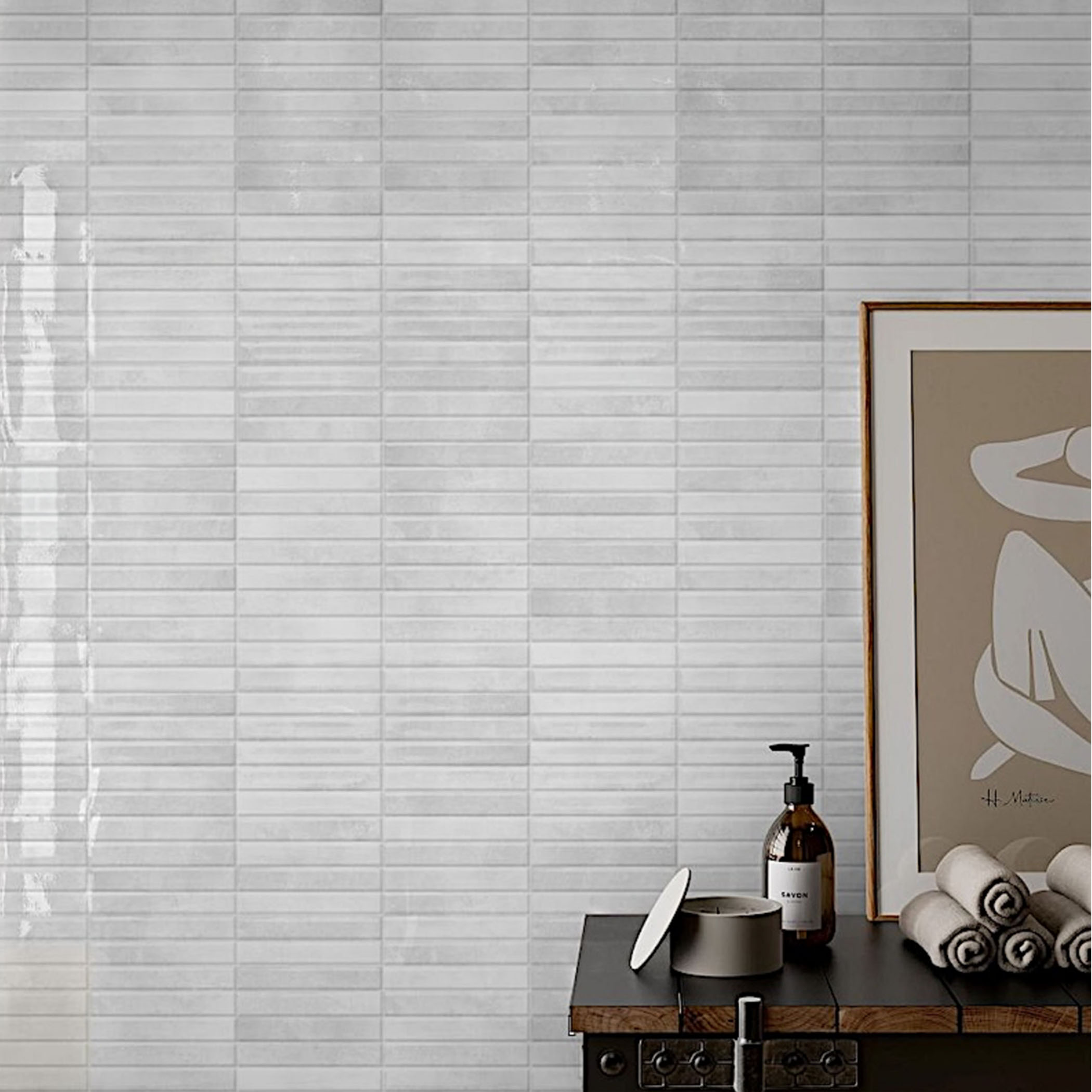 Striatura Finger Subway Tile - Antique Grey - Gallery Image