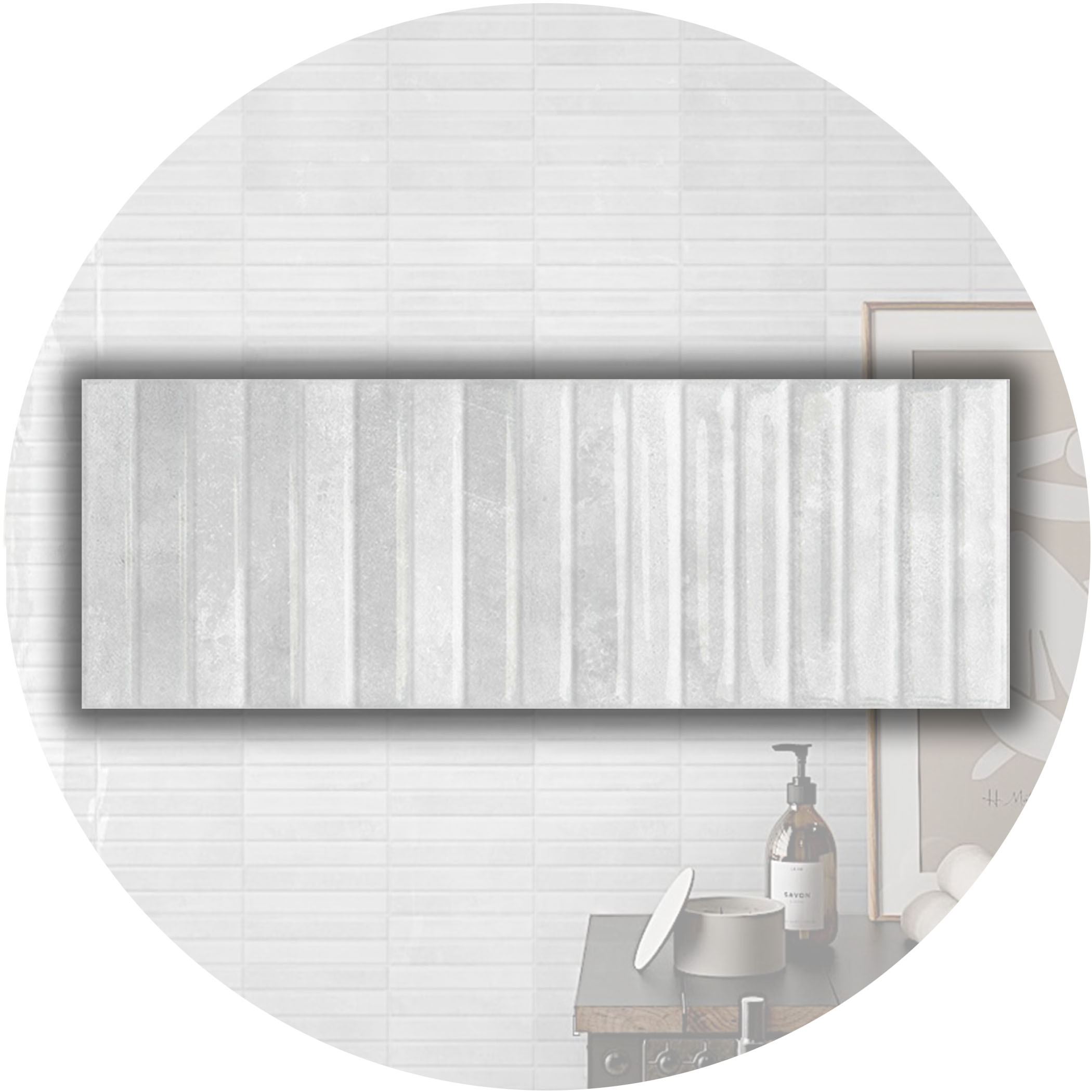 Striatura Finger Subway Tile - Antique Grey - Gallery Image