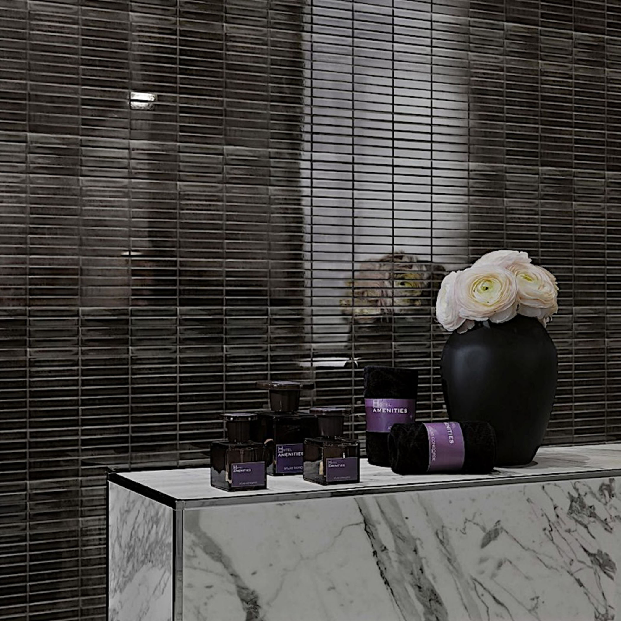 Striatura Finger Subway Tile - Charcoal - Gallery Image
