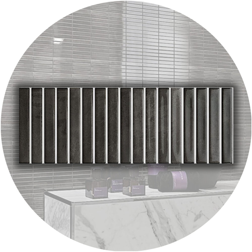 Striatura Finger Subway Tile - Charcoal - Gallery Image
