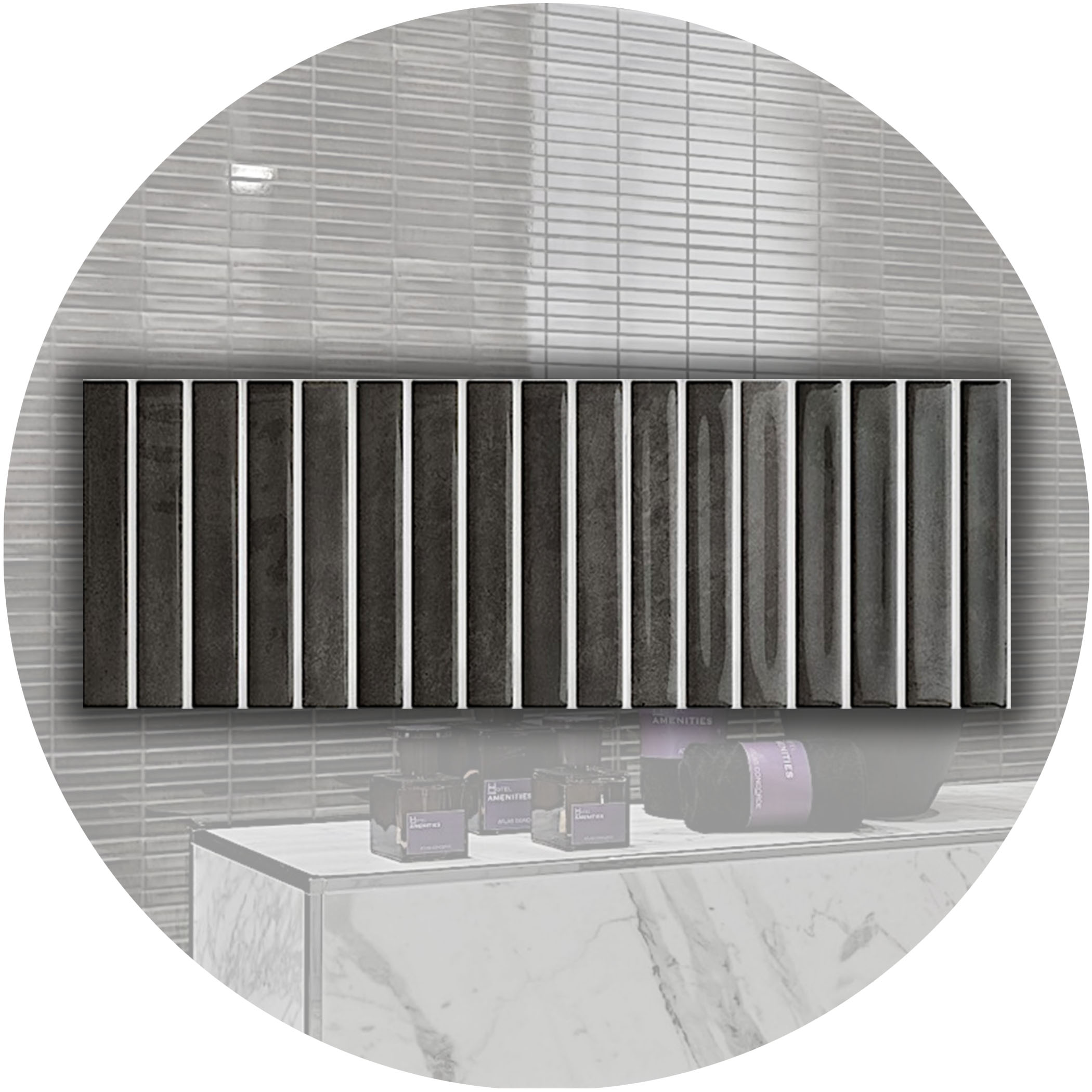 Striatura Finger Subway Tile - Charcoal - Gallery Image