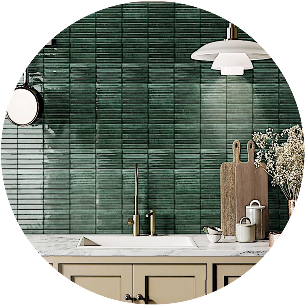 Striatura Finger Subway Tile - Dark Green - Product Image