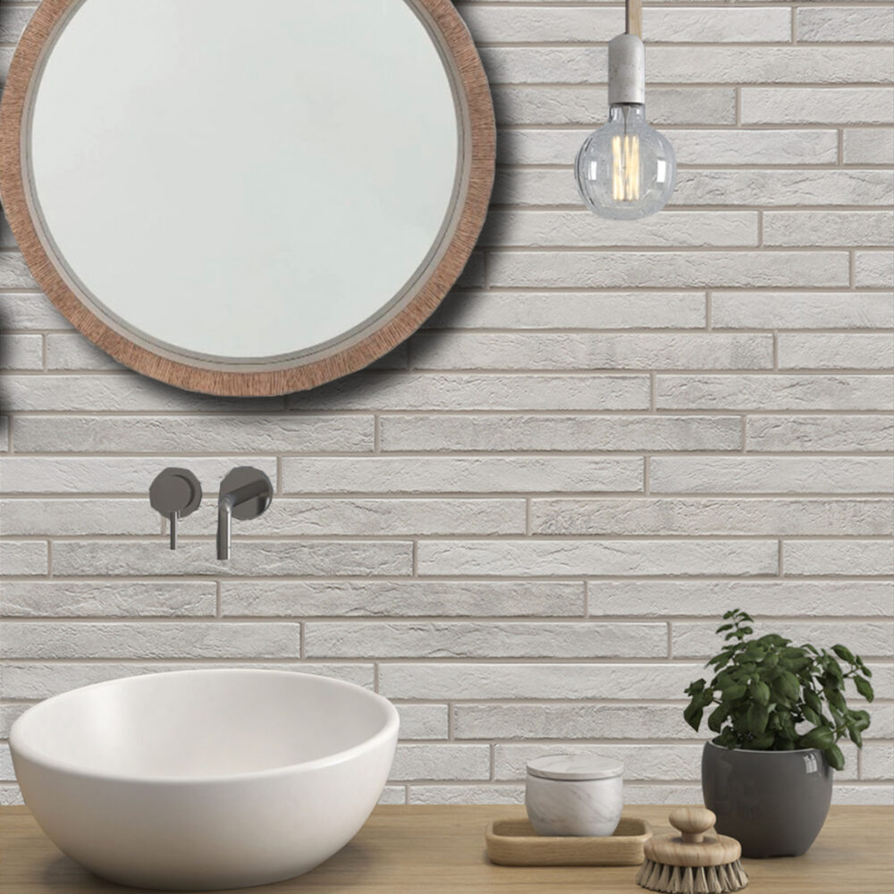 Nolita Extra Slim Porcelain Subway Tile - Pearl - Gallery Image