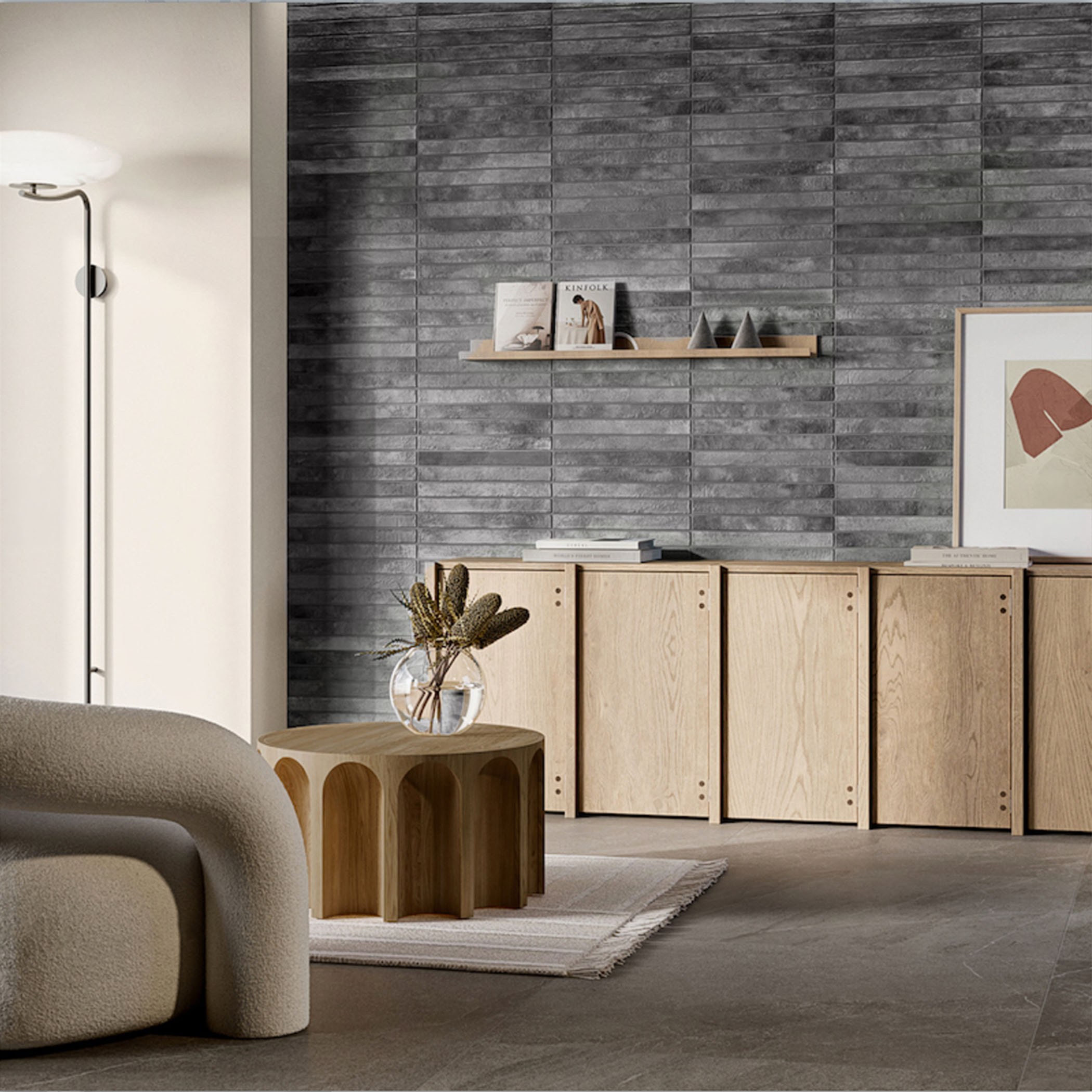 Nolita Extra Slim Porcelain Subway Tile - Charcoal - Gallery Image