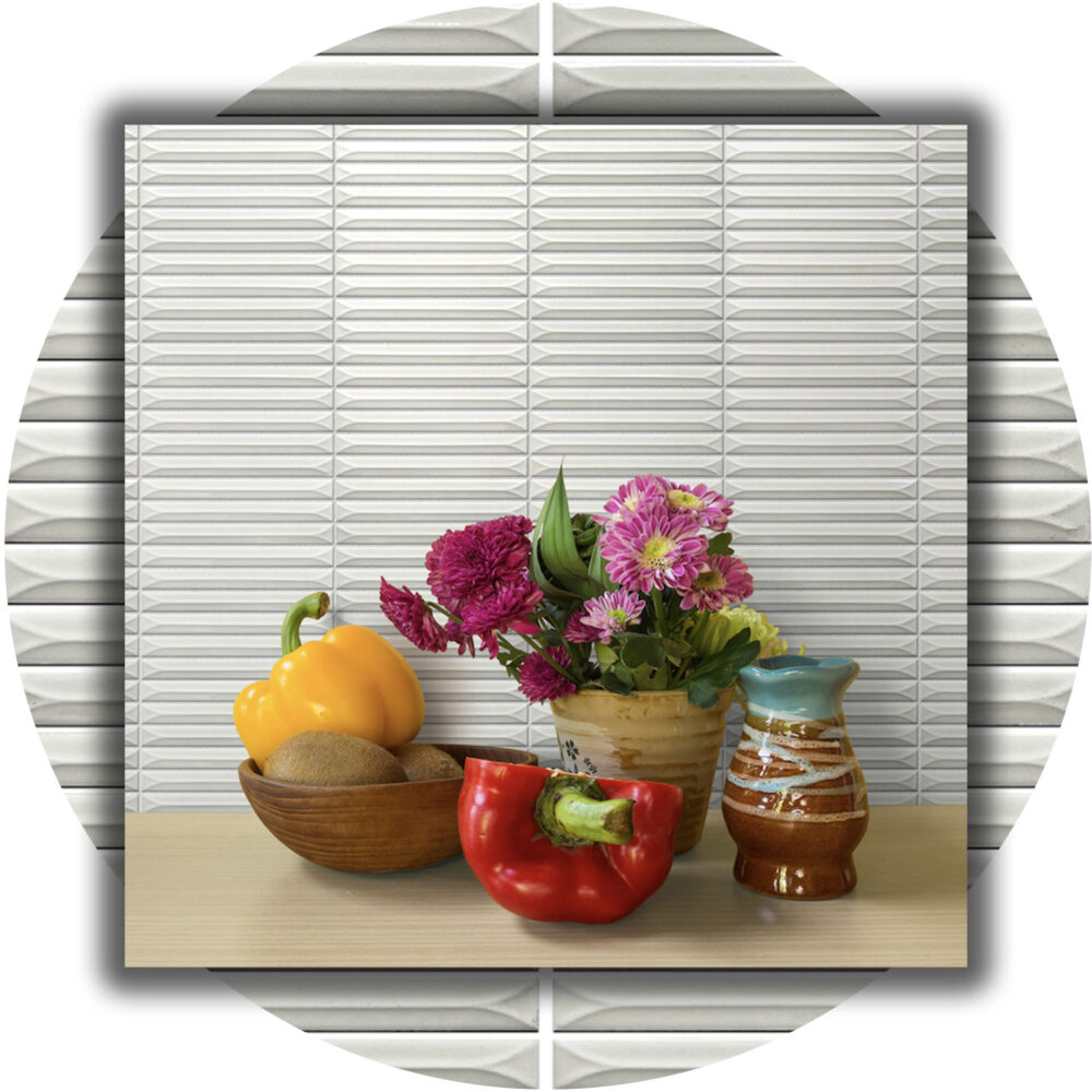 Ukibori Kit Kat Gloss Feature Tile - White - Product Image