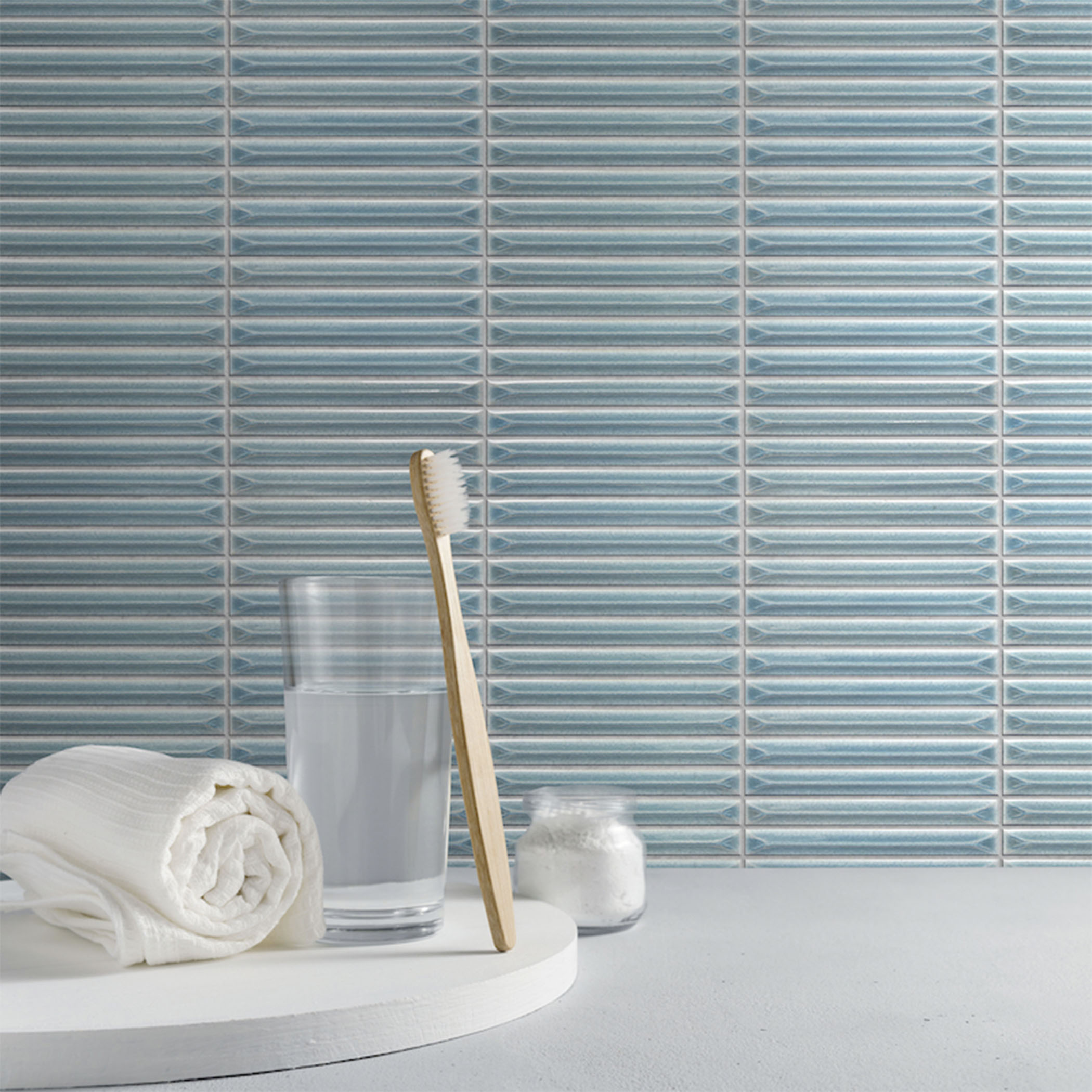 Ukibori Kit Kat Gloss Feature Tile - Water - Gallery Image