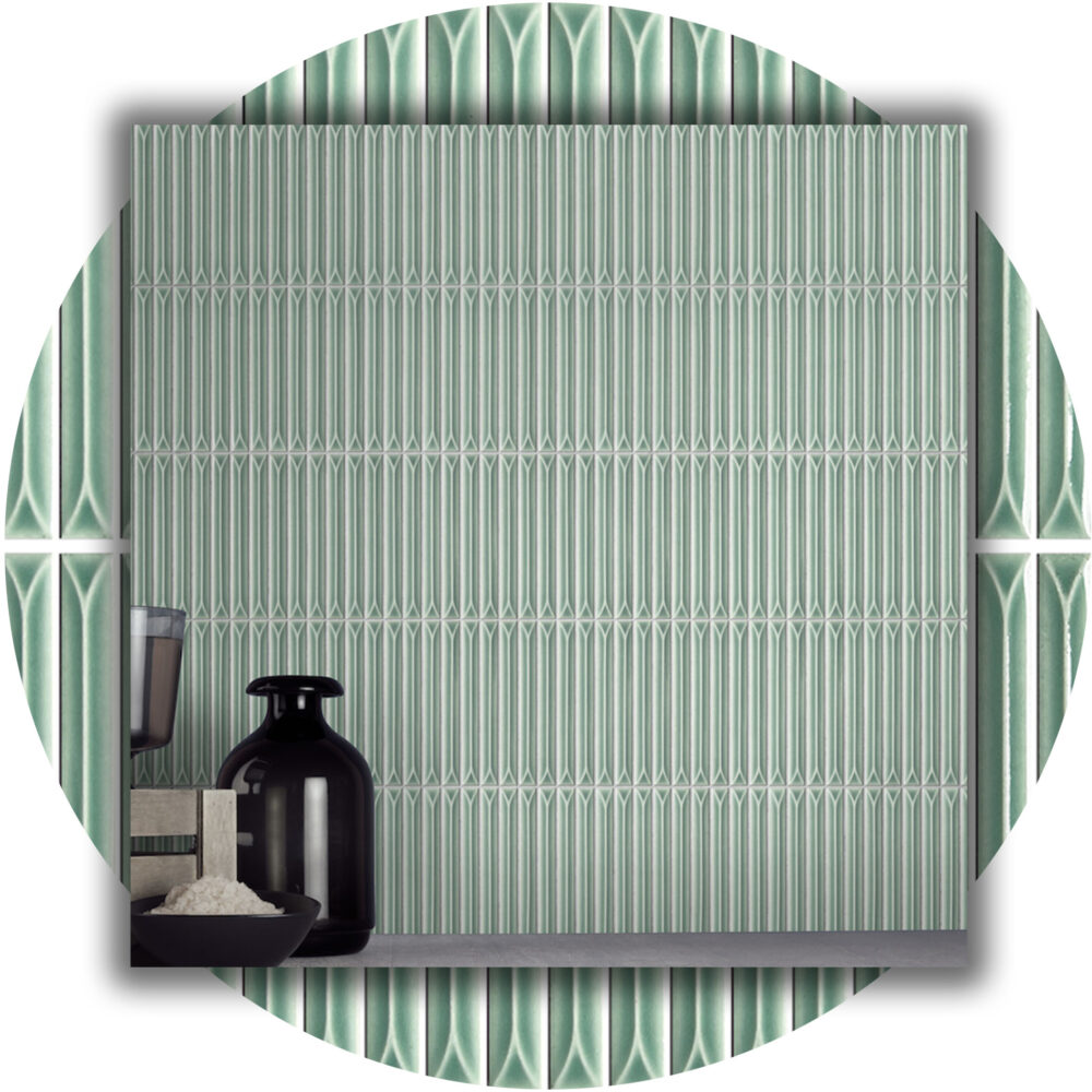 Ukibori Kit Kat Gloss Feature Tile - Sage - Product Image
