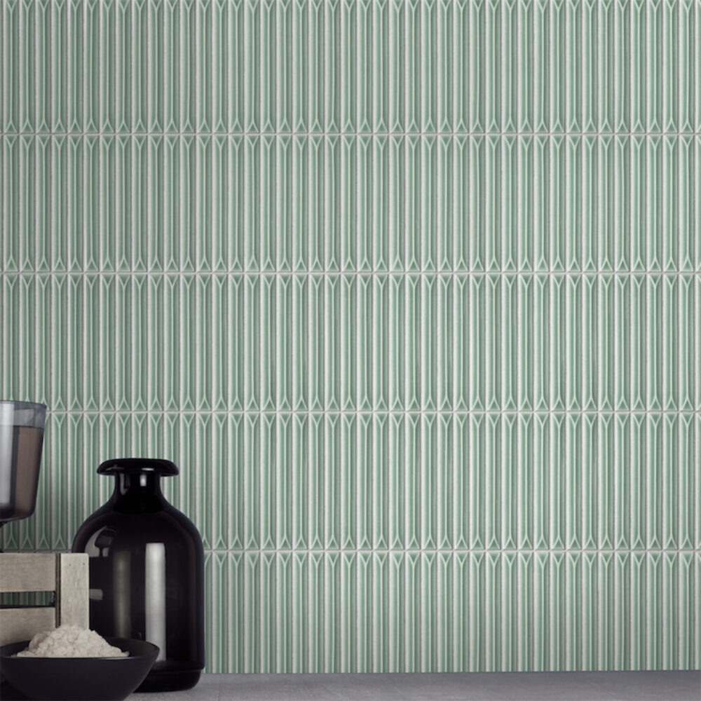 Ukibori Kit Kat Gloss Feature Tile - Sage - Gallery Image