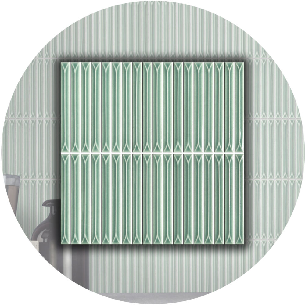 Ukibori Kit Kat Gloss Feature Tile - Sage - Gallery Image