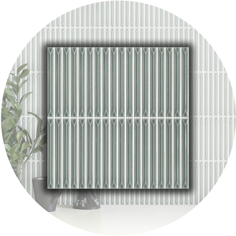 Ukibori Kit Kat Gloss Feature Tile - Light Grey - Gallery Image