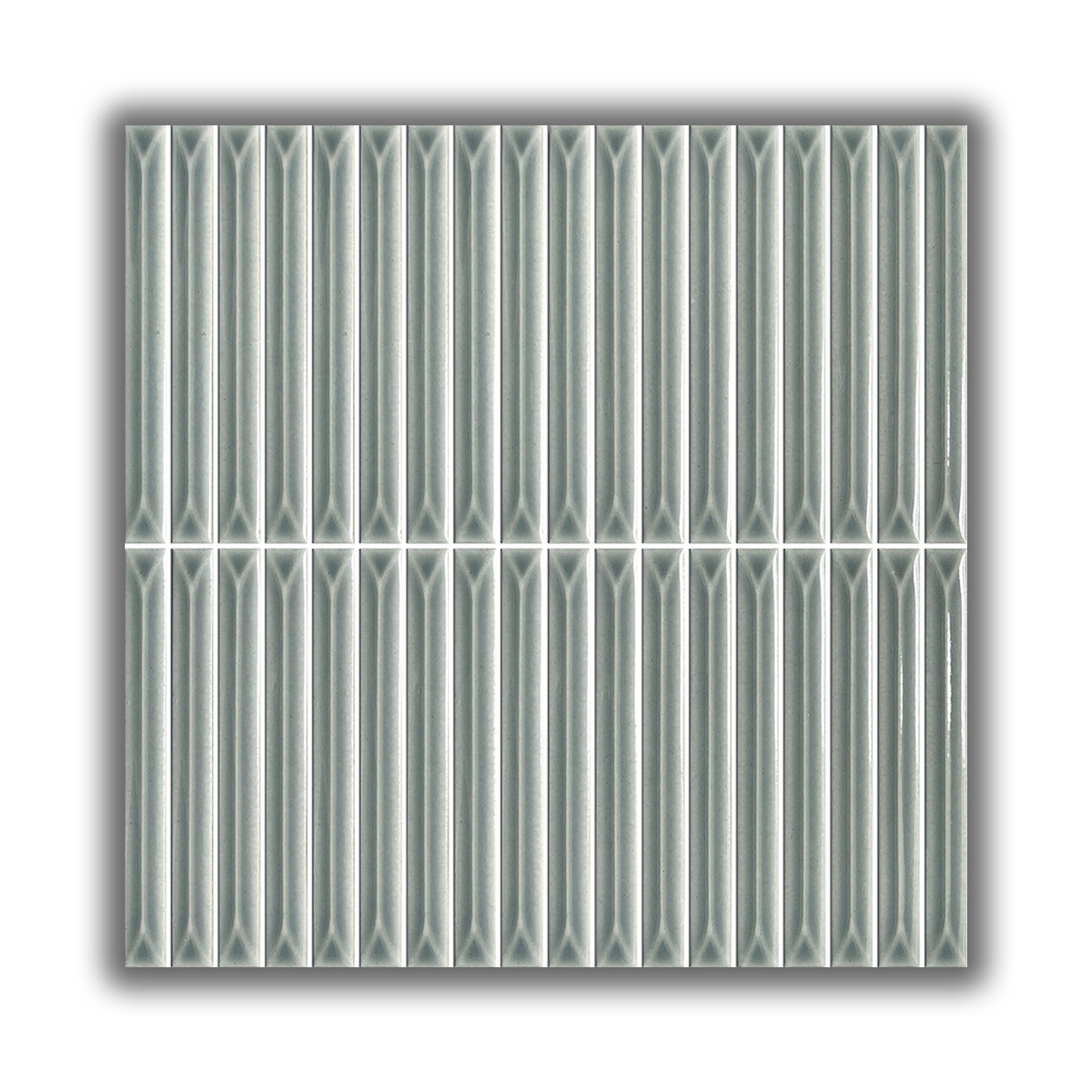 Ukibori Kit Kat Gloss Feature Tile - Light Grey - Gallery Image