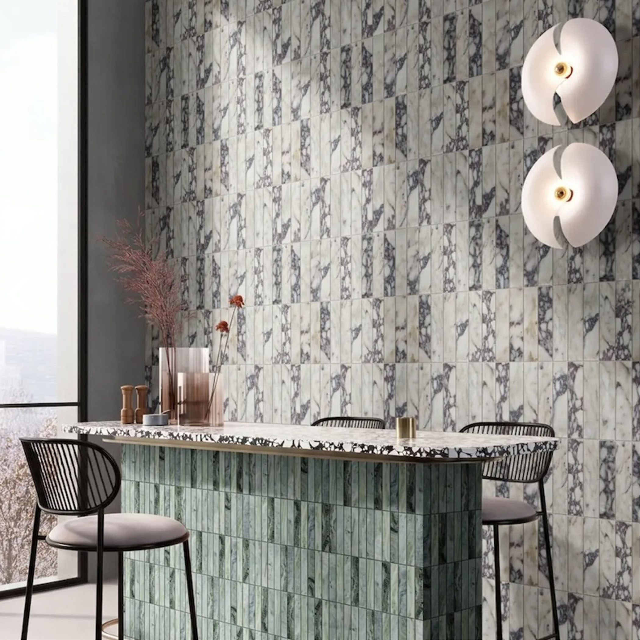Elementa Natural Stone Subway Tile - Calacatta Viola