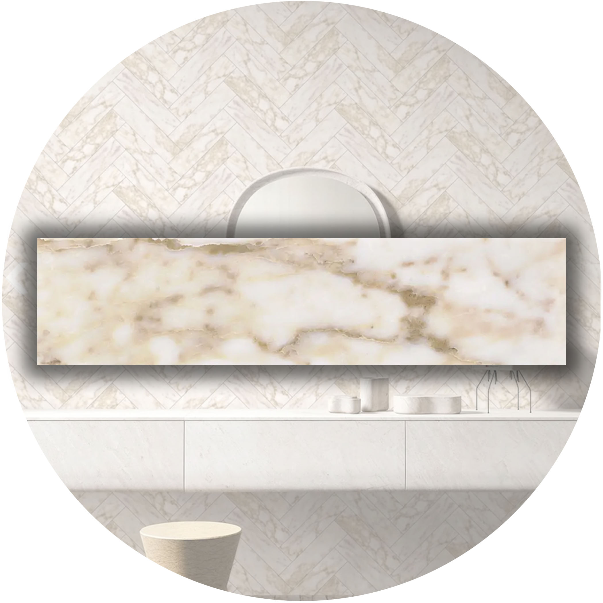 Elementa Natural Stone Subway Tile - Calacatta Gold - Gallery Image