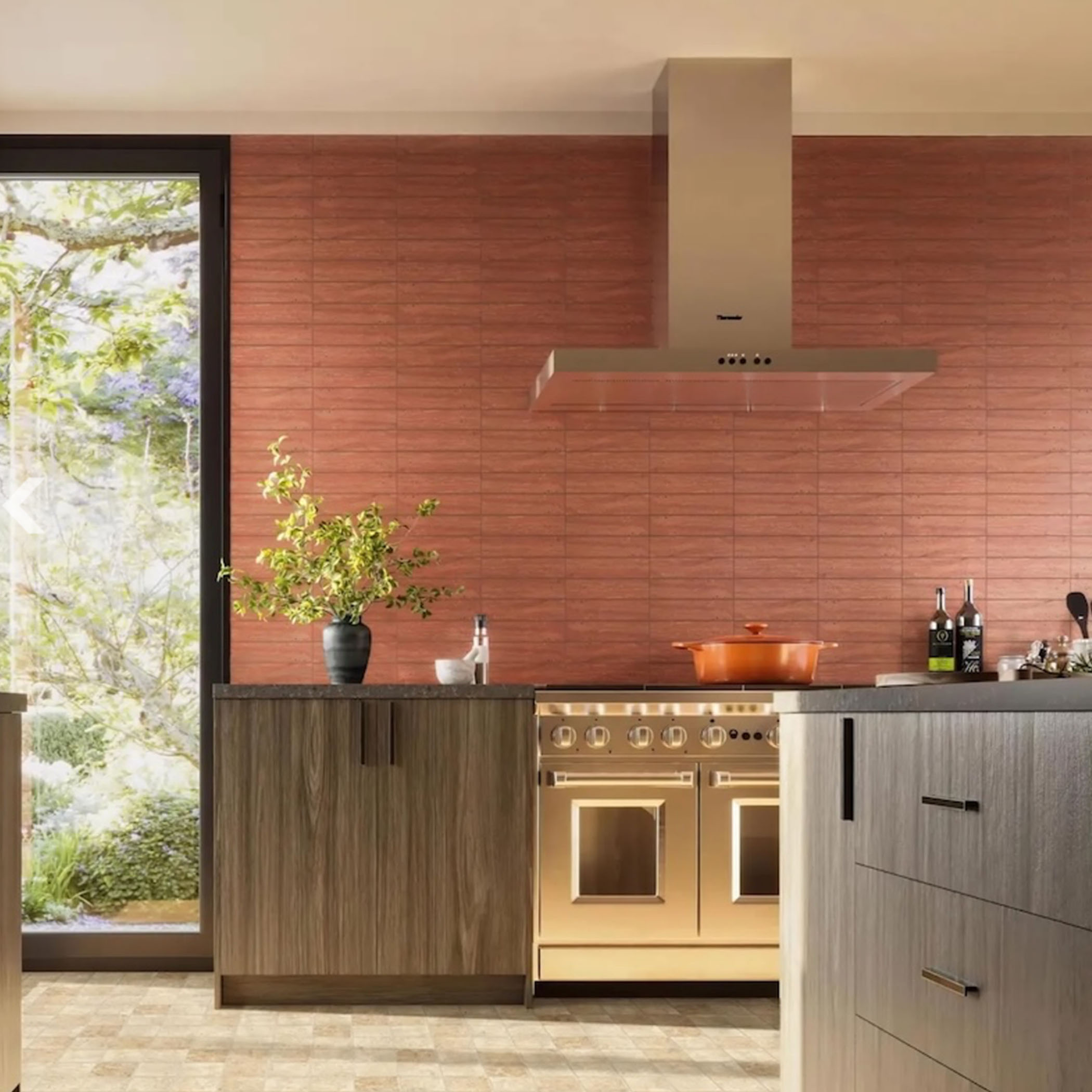 Elementa Natural Stone Subway Tile - Travertine Red - Gallery Image