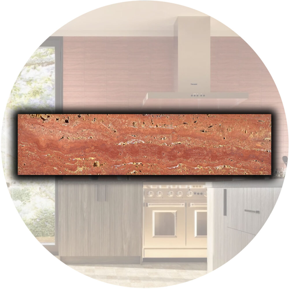Elementa Natural Stone Subway Tile - Travertine Red - Gallery Image