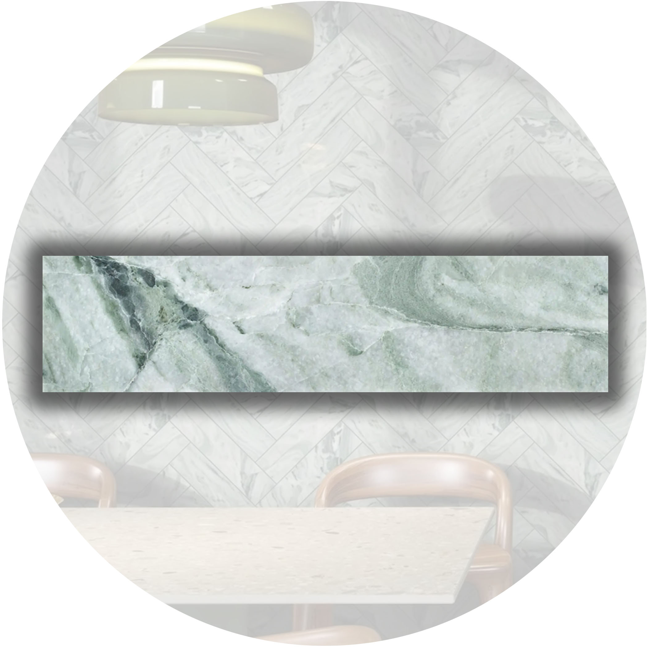Elementa Natural Stone Subway Tile - Cloud Emerald - Gallery Image