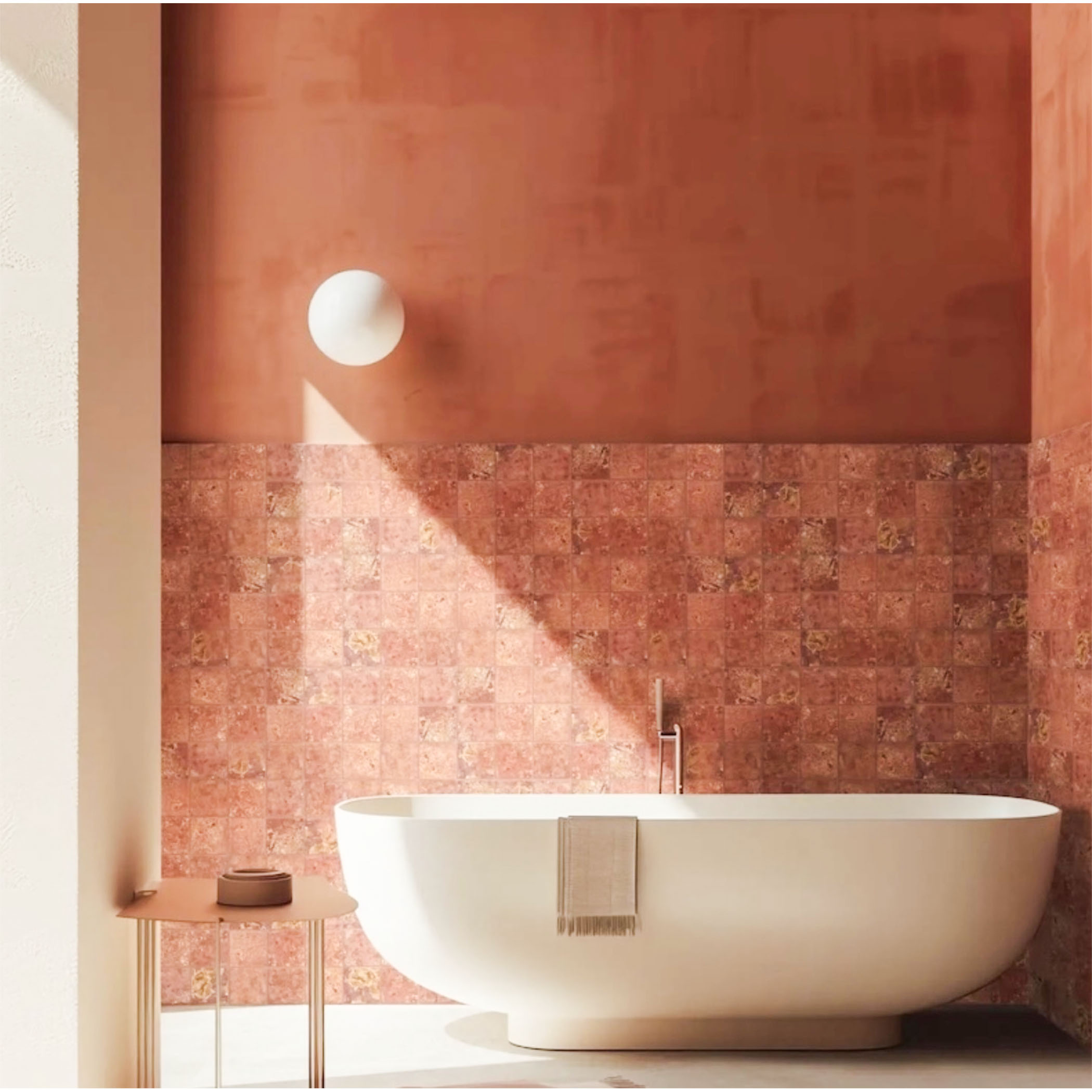 Elementa Natural Stone Square Tile - Travertine Red - Gallery Image