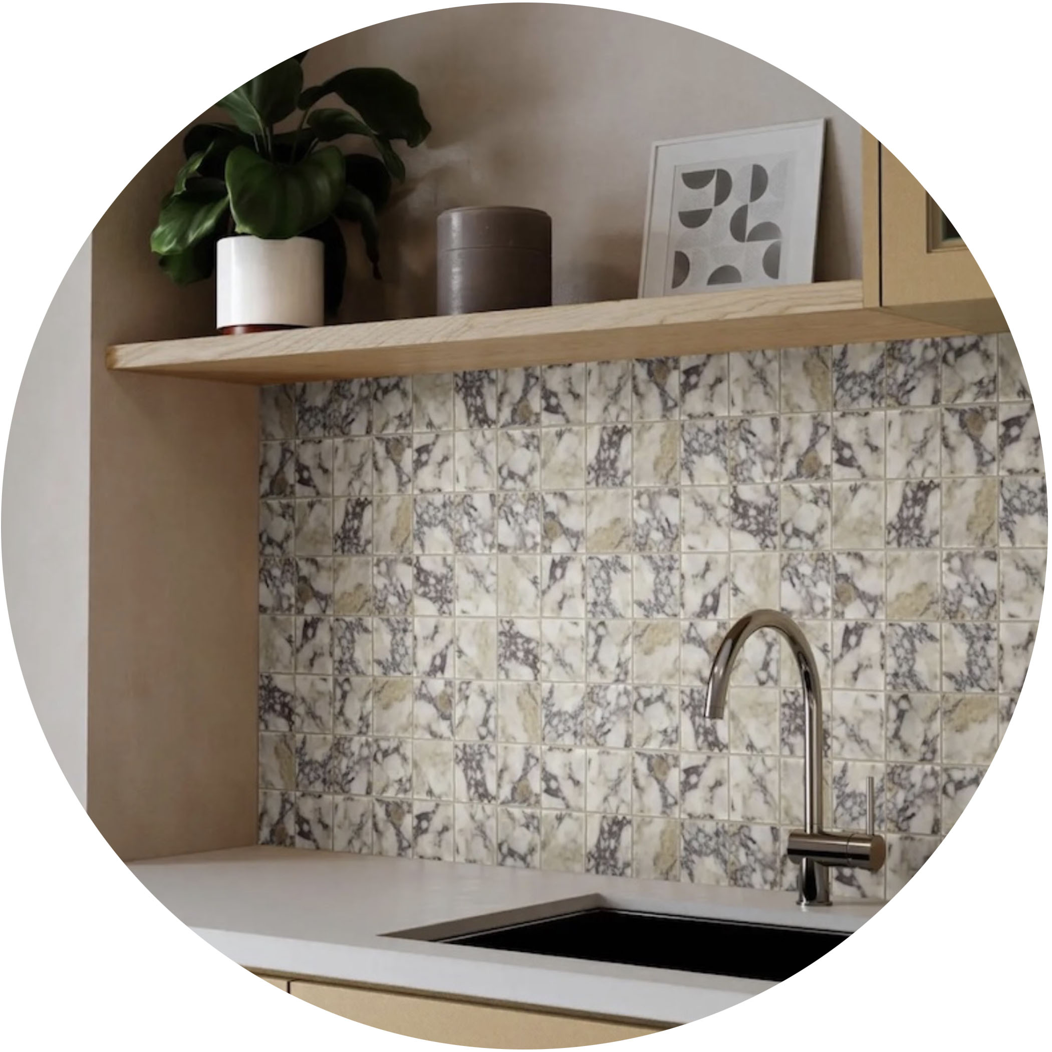 Elementa Natural Stone Square Tile - Calacatta Viola - Gallery Image