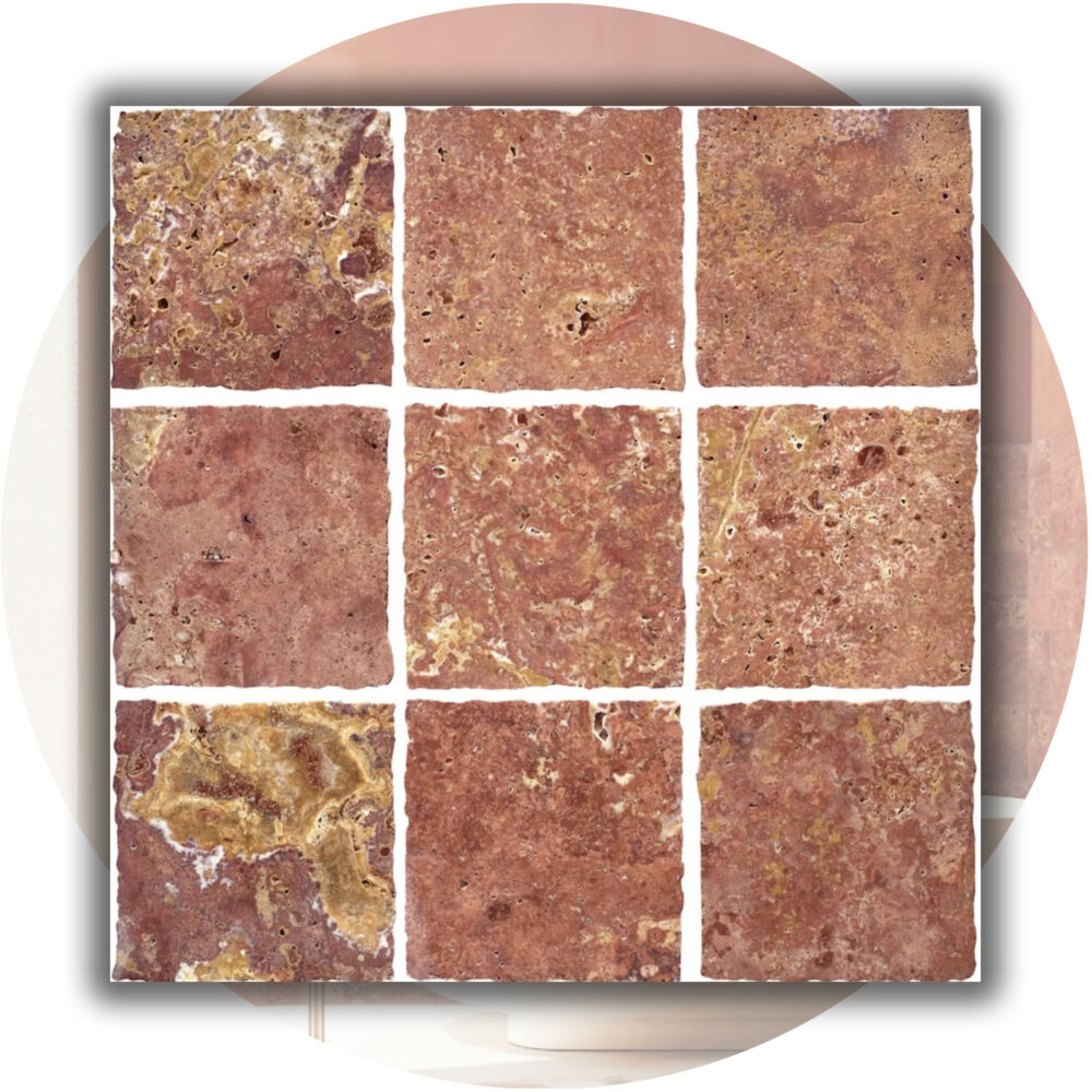 Elementa Natural Stone Square Tile - Travertine Red - Product Image
