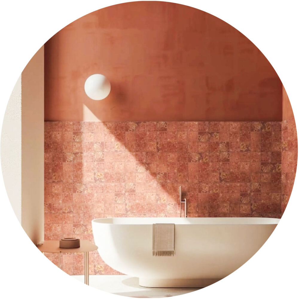 Elementa Natural Stone Square Tile - Travertine Red - Gallery Image