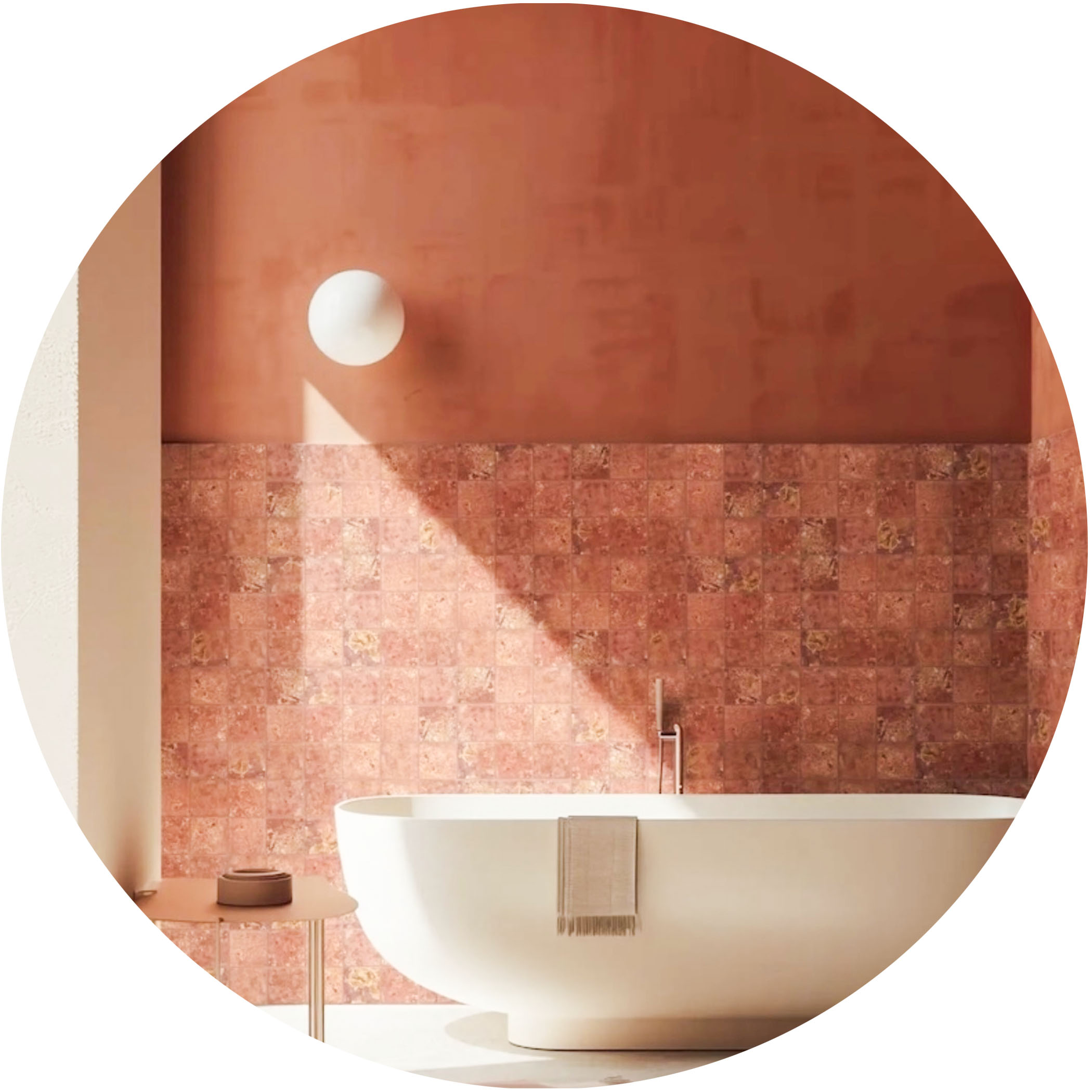Elementa Natural Stone Square Tile - Travertine Red - Gallery Image