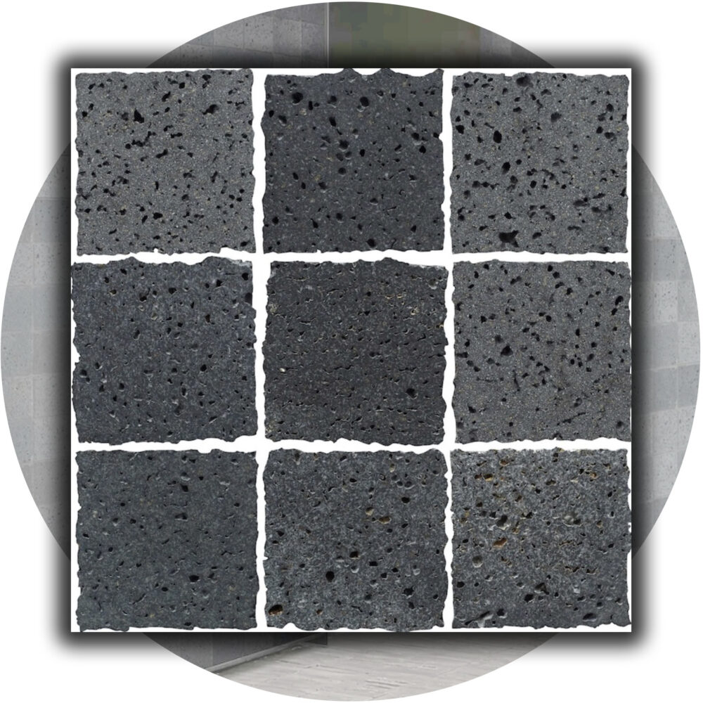 Elementa Natural Stone Square Tile - Travertine Black - Product Image