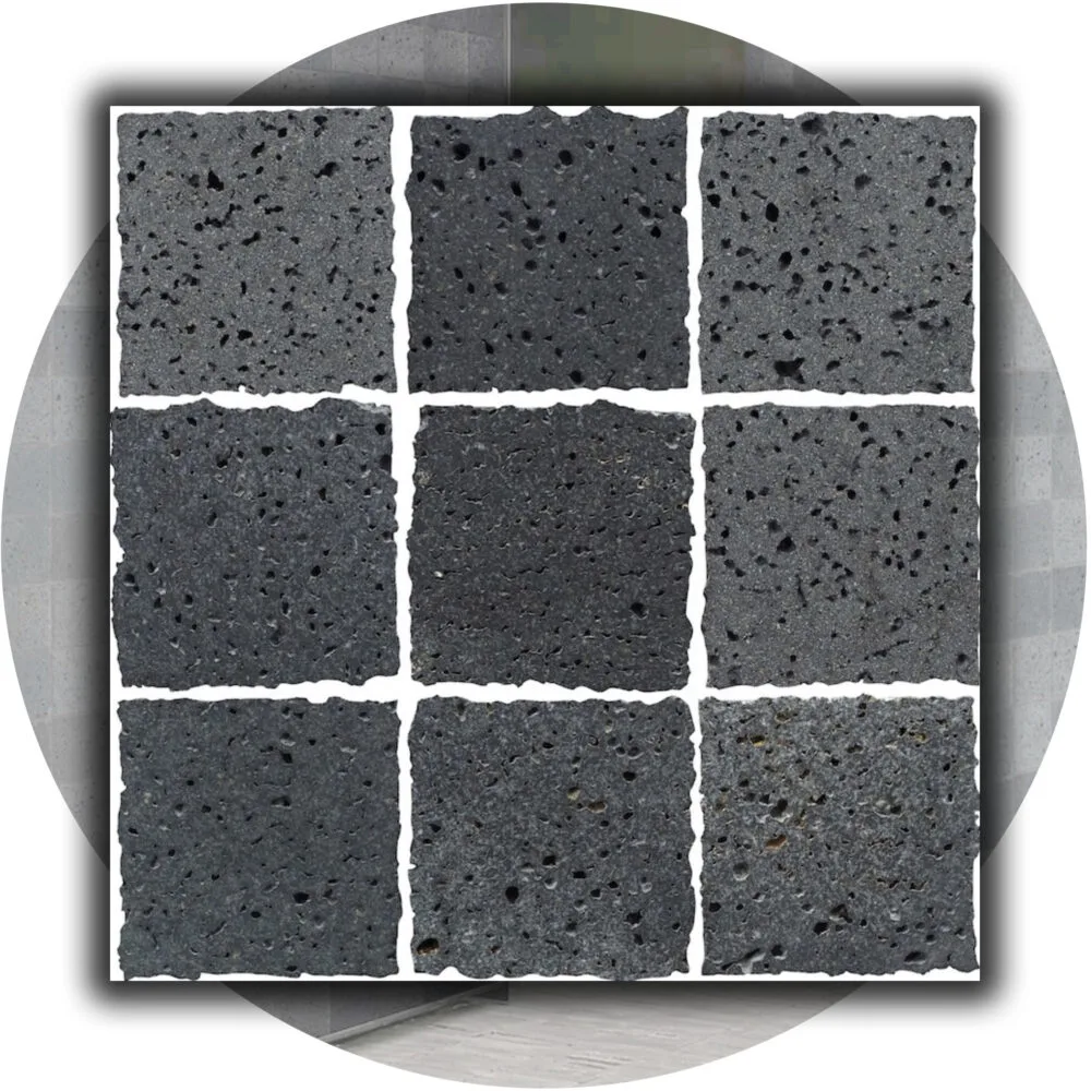 Elementa Natural Stone Square Tile - Travertine Black - Product Image