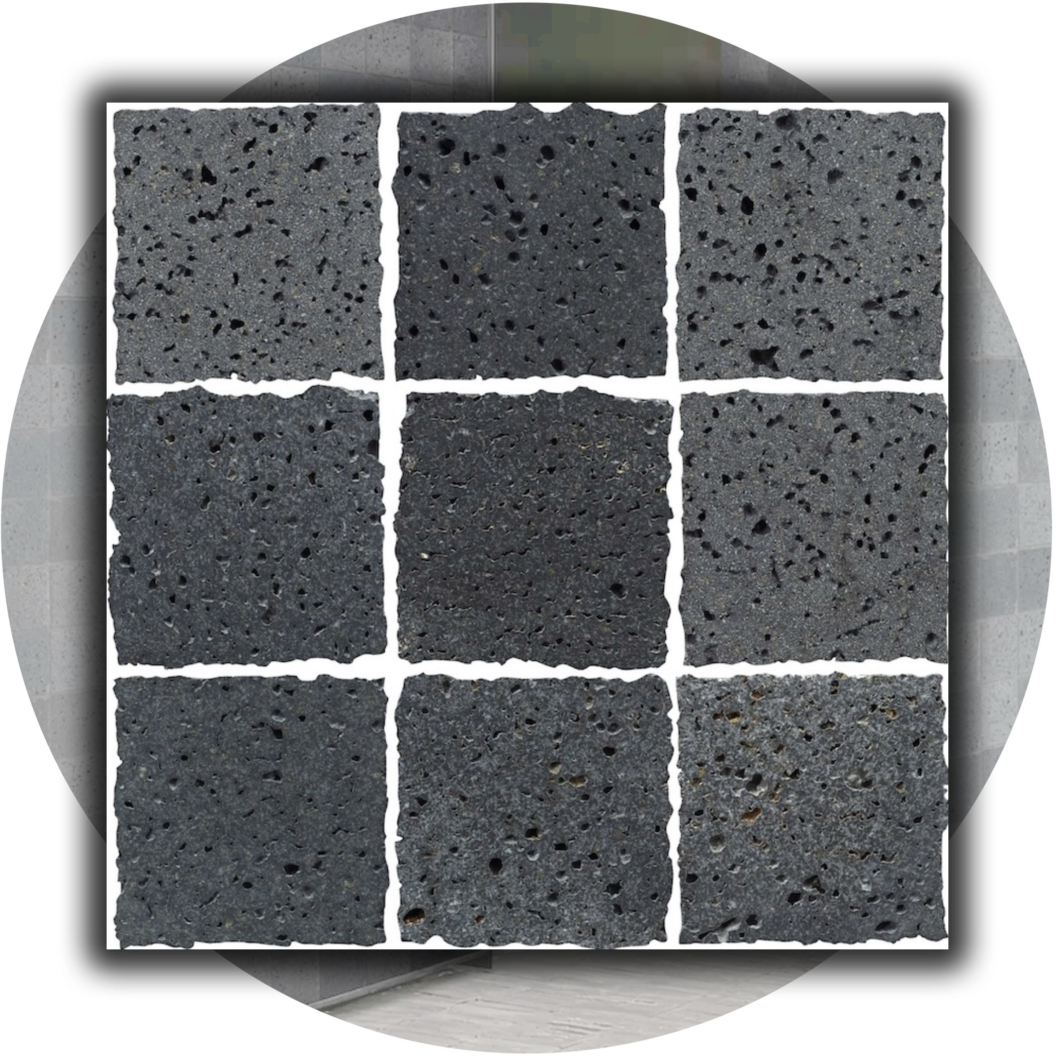 Elementa Natural Stone Square Tile - Travertine Black - Product Image