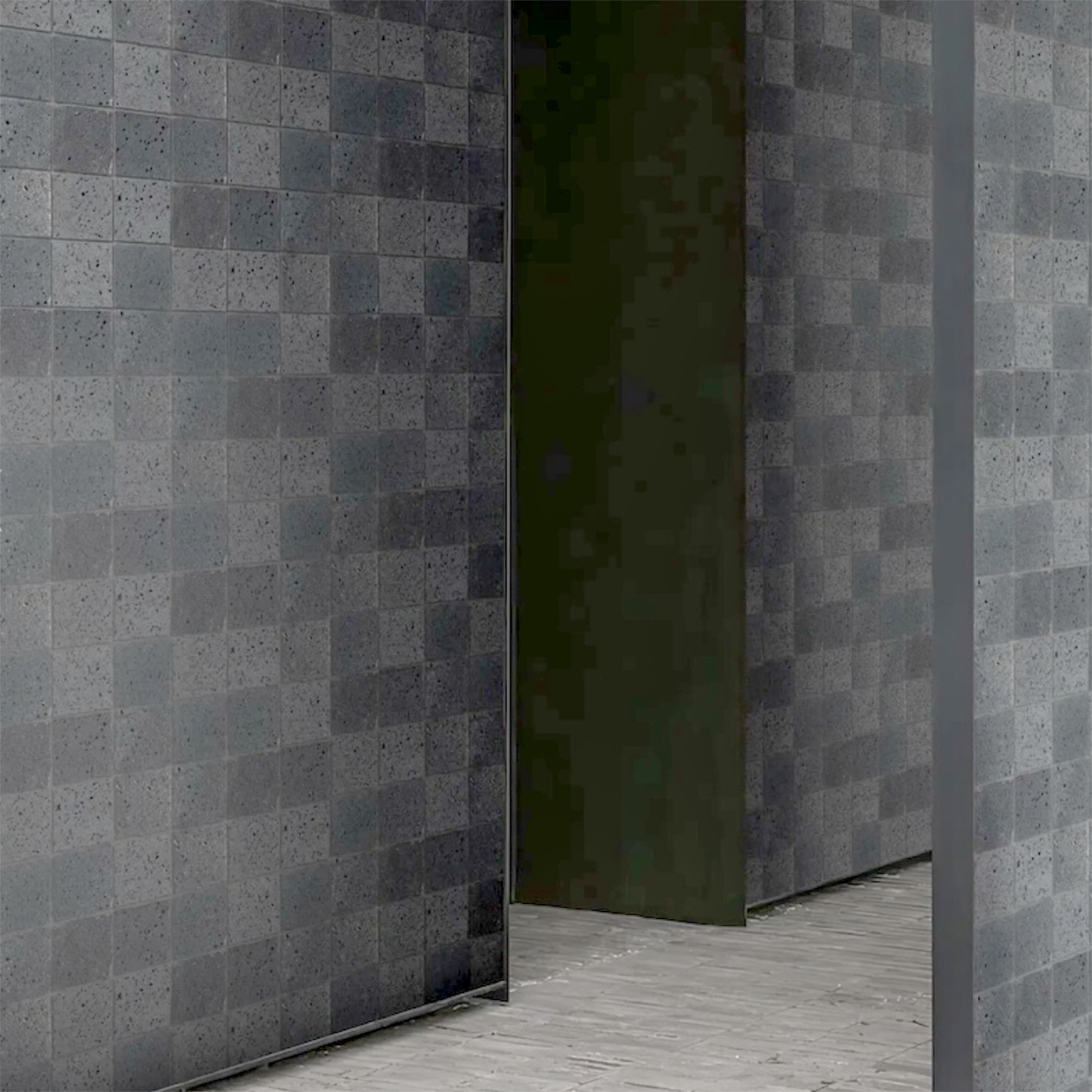 Elementa Natural Stone Square Tile - Travertine Black - Gallery Image