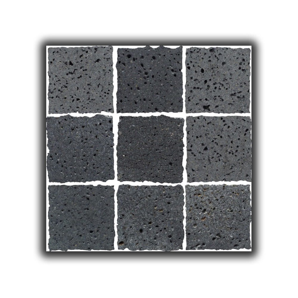 Elementa Natural Stone Square Tile - Travertine Black - Gallery Image
