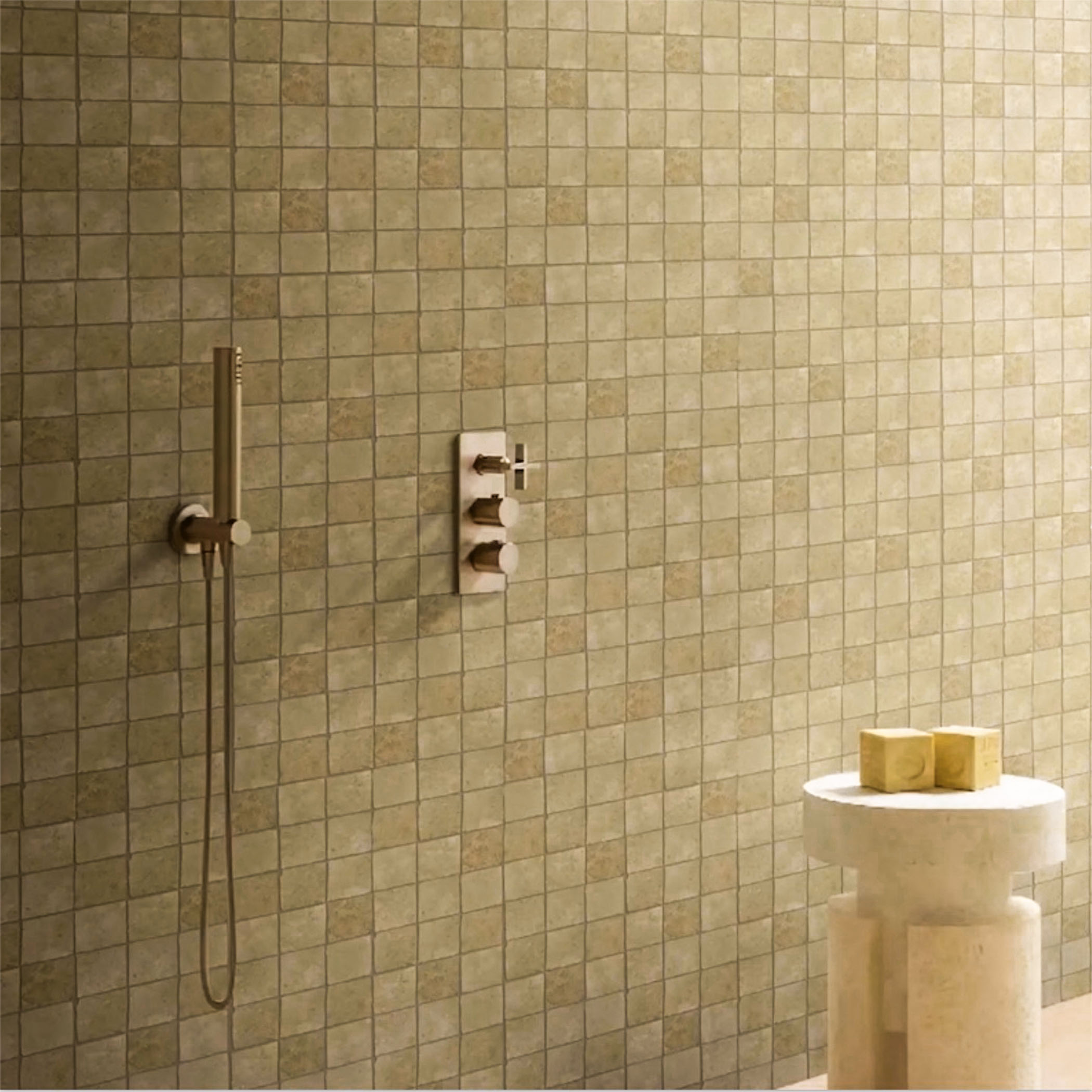 Elementa Natural Stone Square Tile - Travertine Ivory - Gallery Image