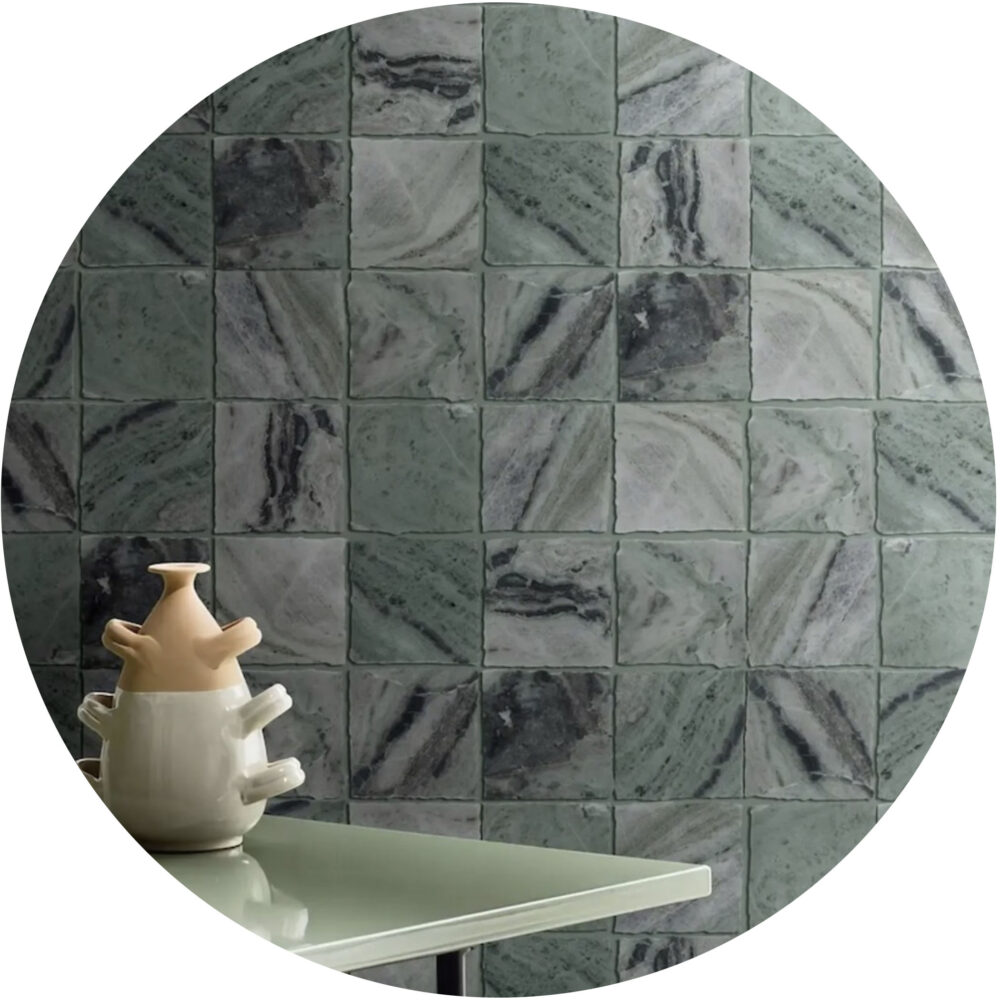 Elementa Natural Stone Square Tile - Cloud Emerald - Gallery Image
