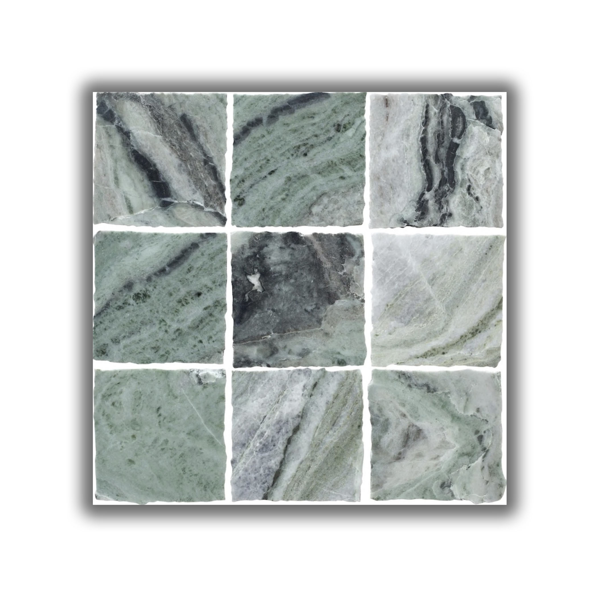 Elementa Natural Stone Square Tile - Cloud Emerald - Gallery Image