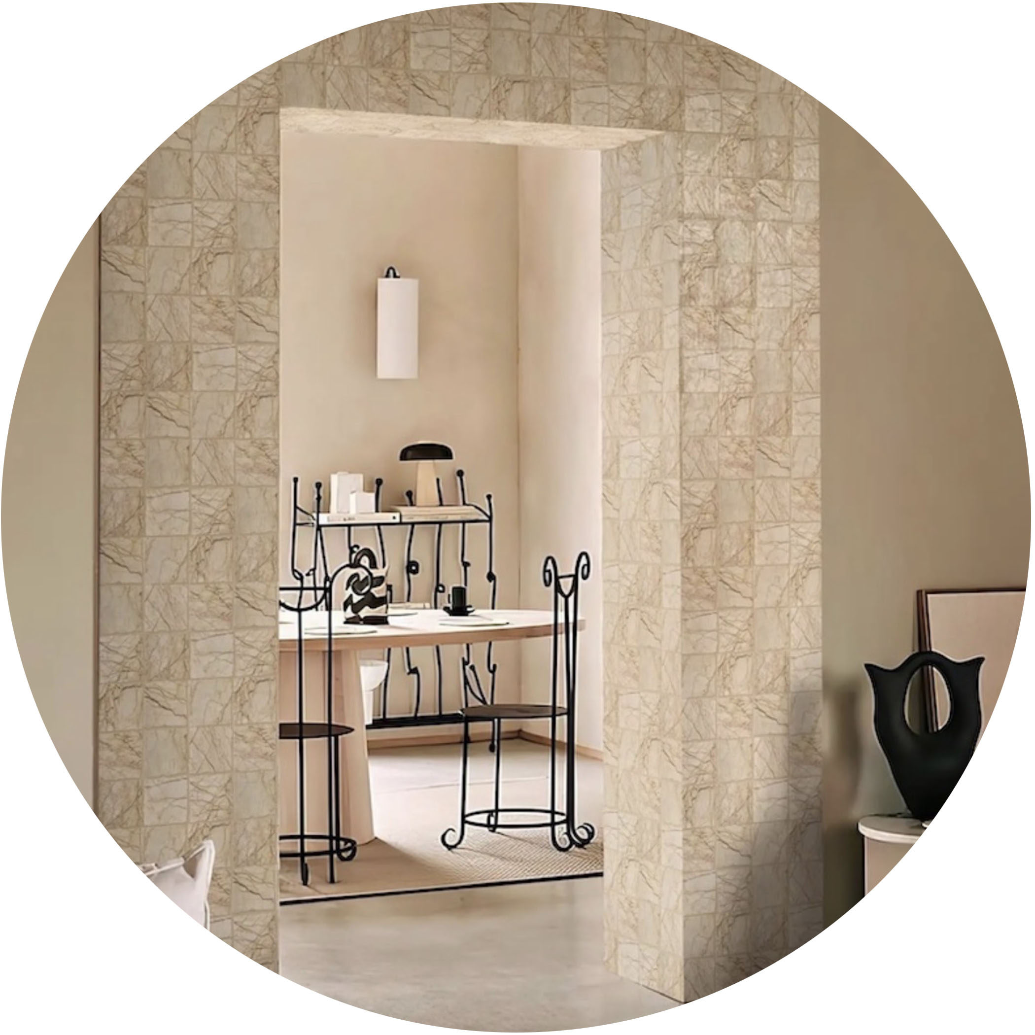 Elementa Natural Stone Square Tile - Cream Block - Gallery Image