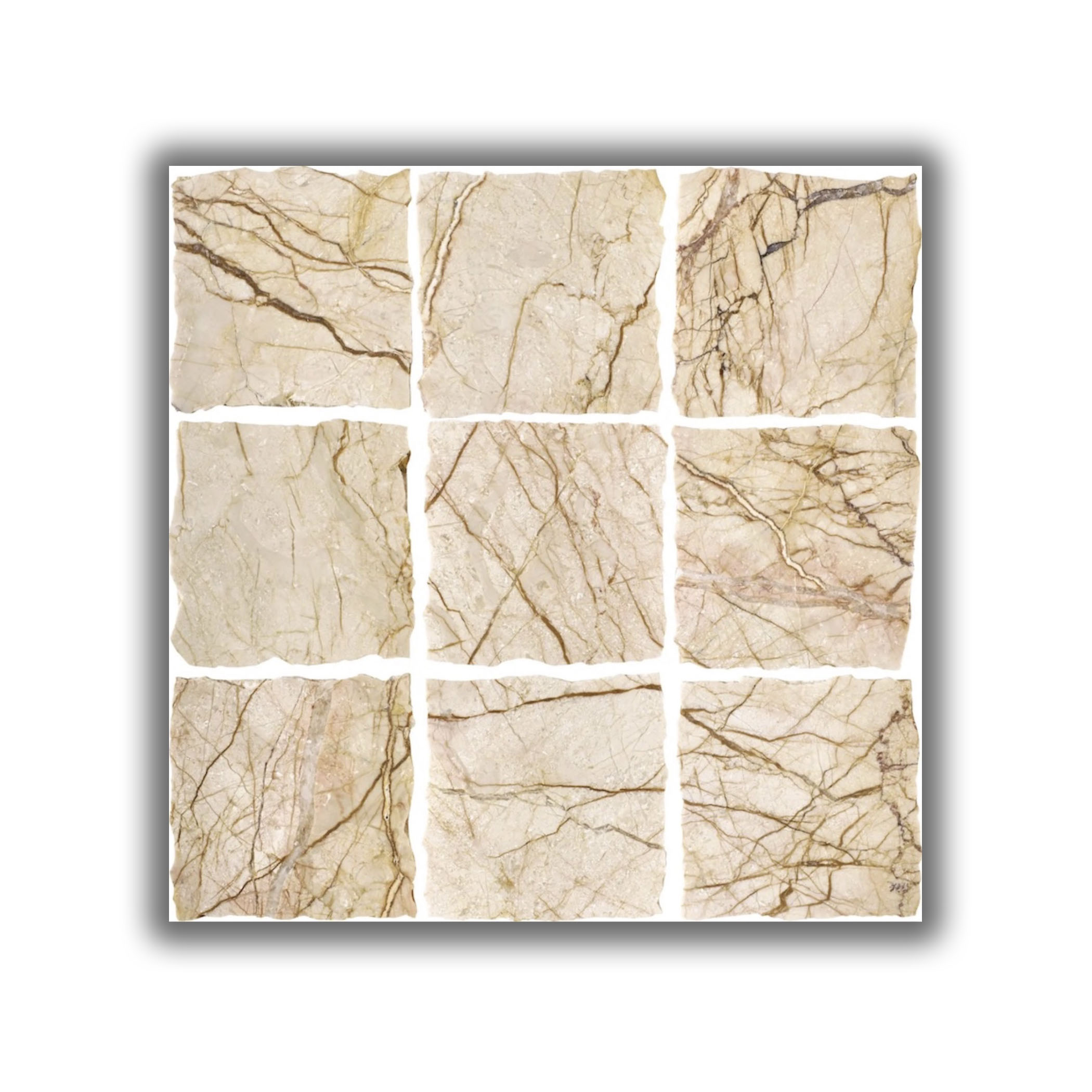 Elementa Natural Stone Square Tile - Cream Block - Gallery Image