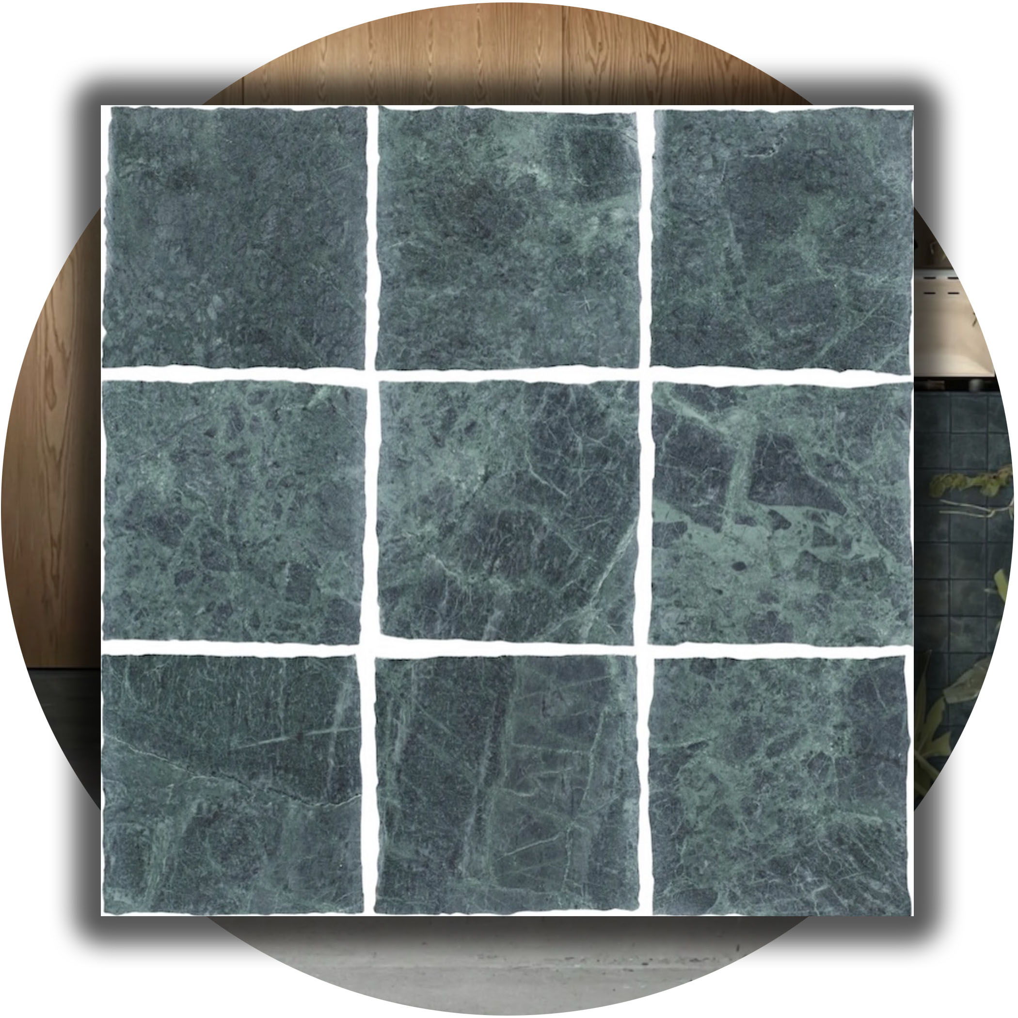 Elementa Natural Stone Square Tile - Verde Alpi - Product Image