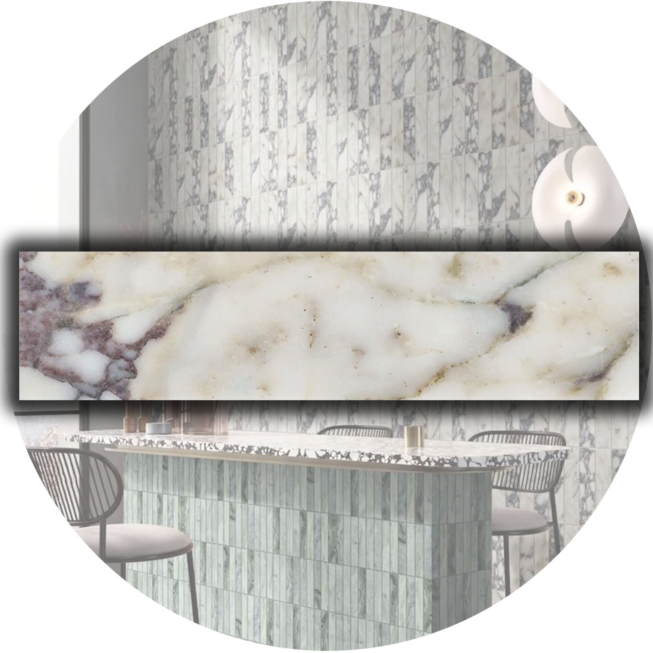 Elementa Natural Stone Subway Tile - Calacatta Viola - Product Image