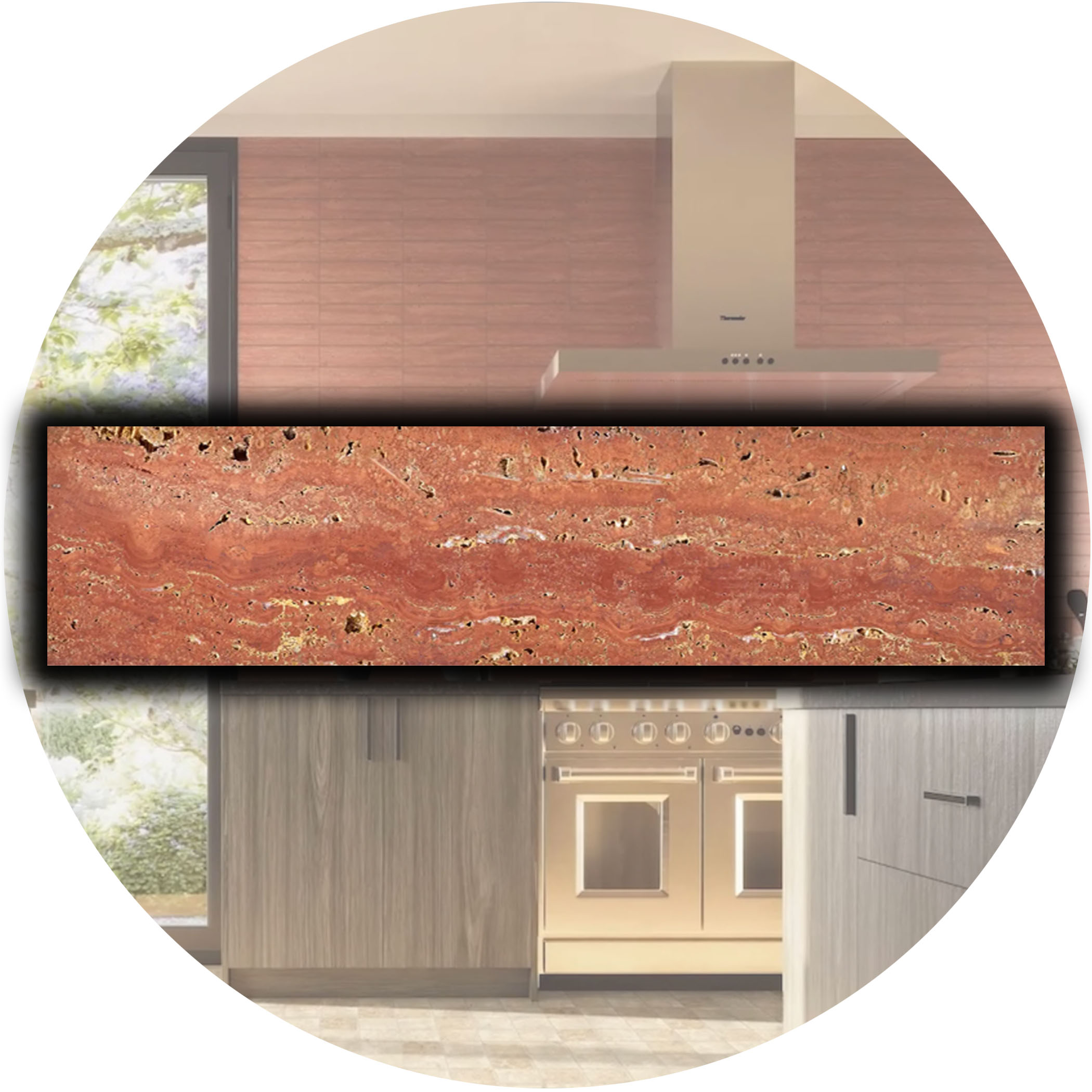 Elementa Natural Stone Subway Tile - Travertine Red - Product Image