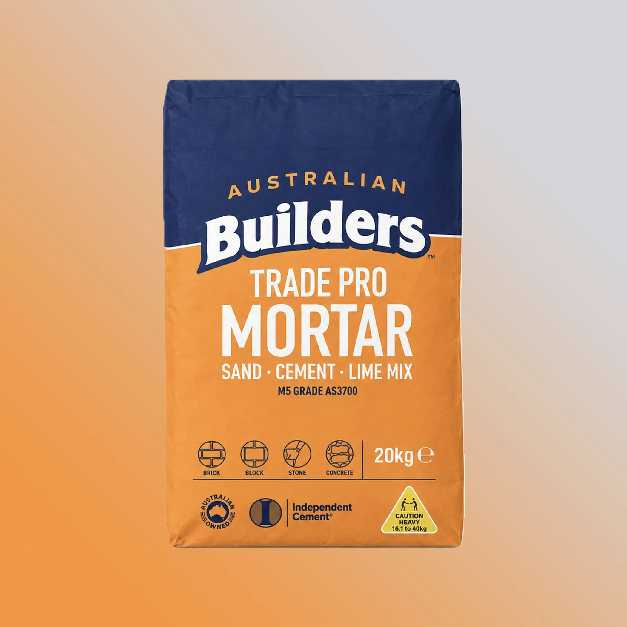 Australian Builders Trade Pro Mortar 20kg bag, front view