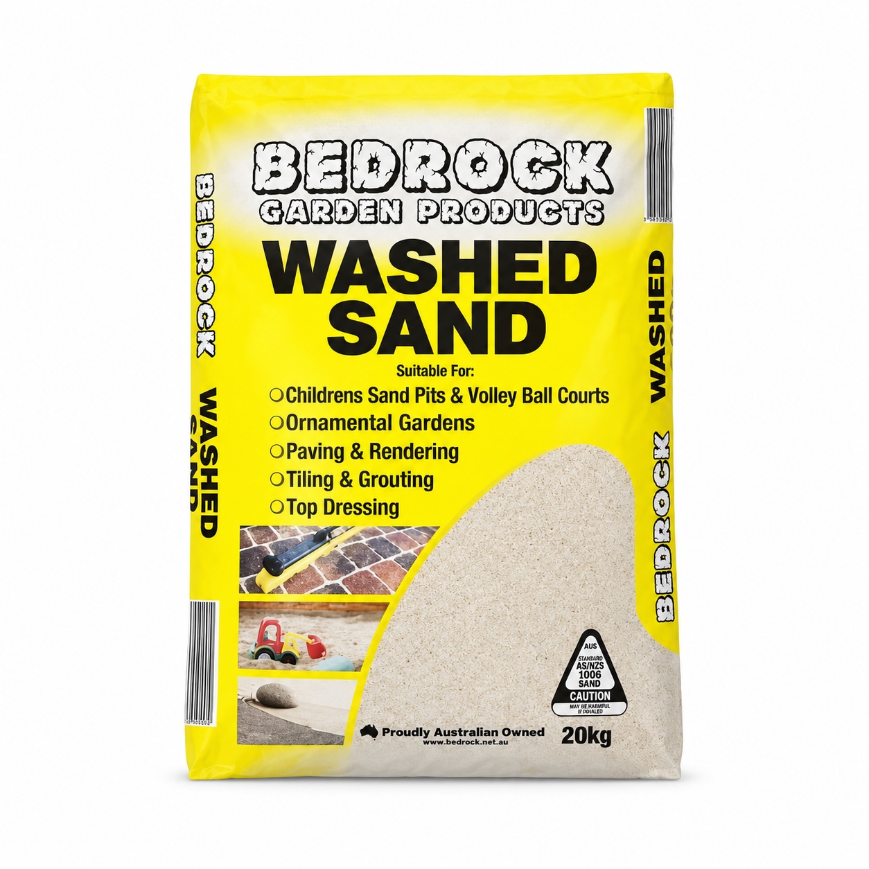 Bedrock Washed Sand 20kg bag, front view