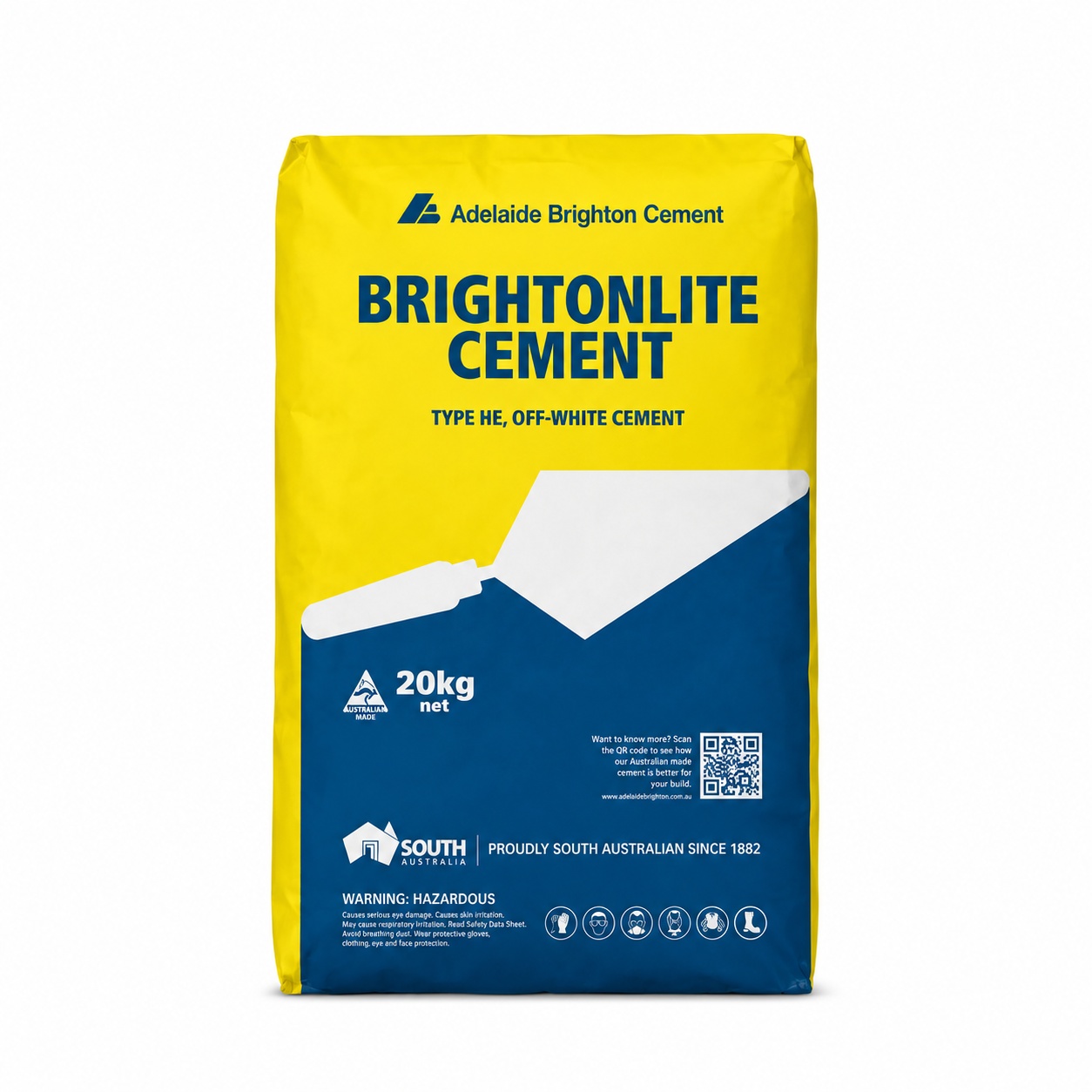 Adelaide Brighton Brightonlite Cement 20kg bag, front view