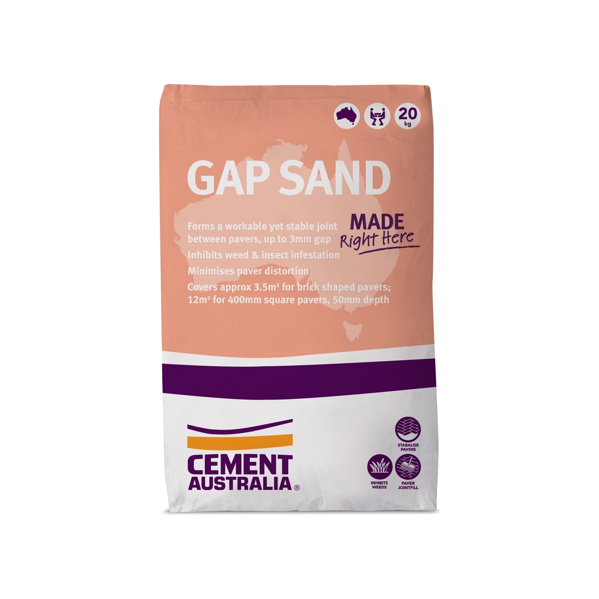 Cement Australia Gap Sand 20kg bag, front view