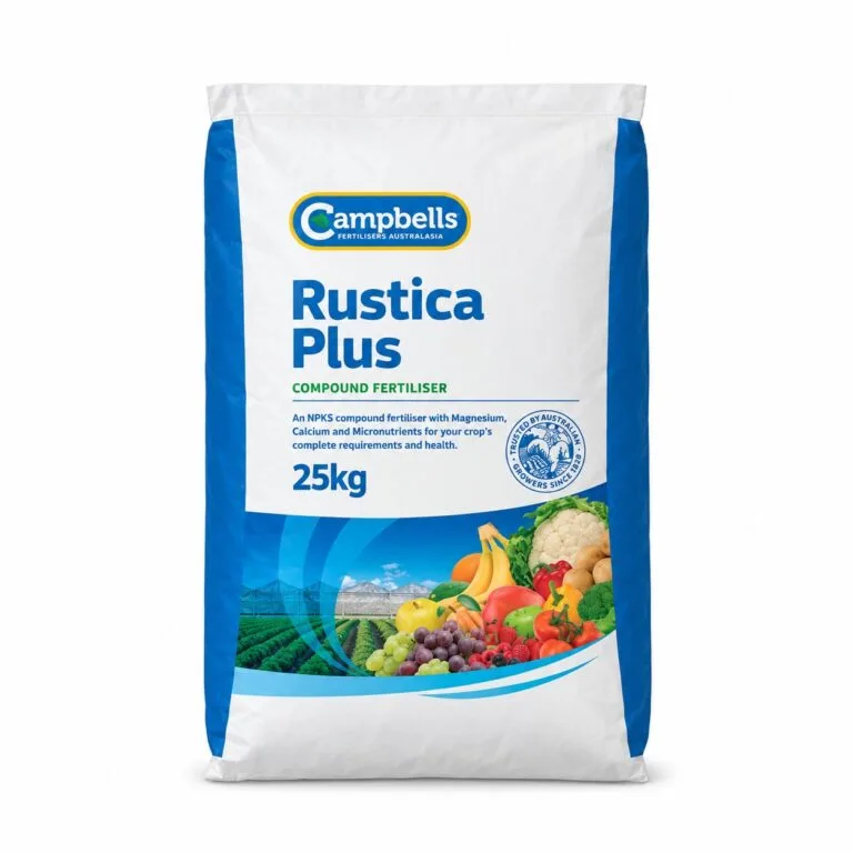 Campbells Rustica Plus Compound Fertiliser 25kg bag, front view